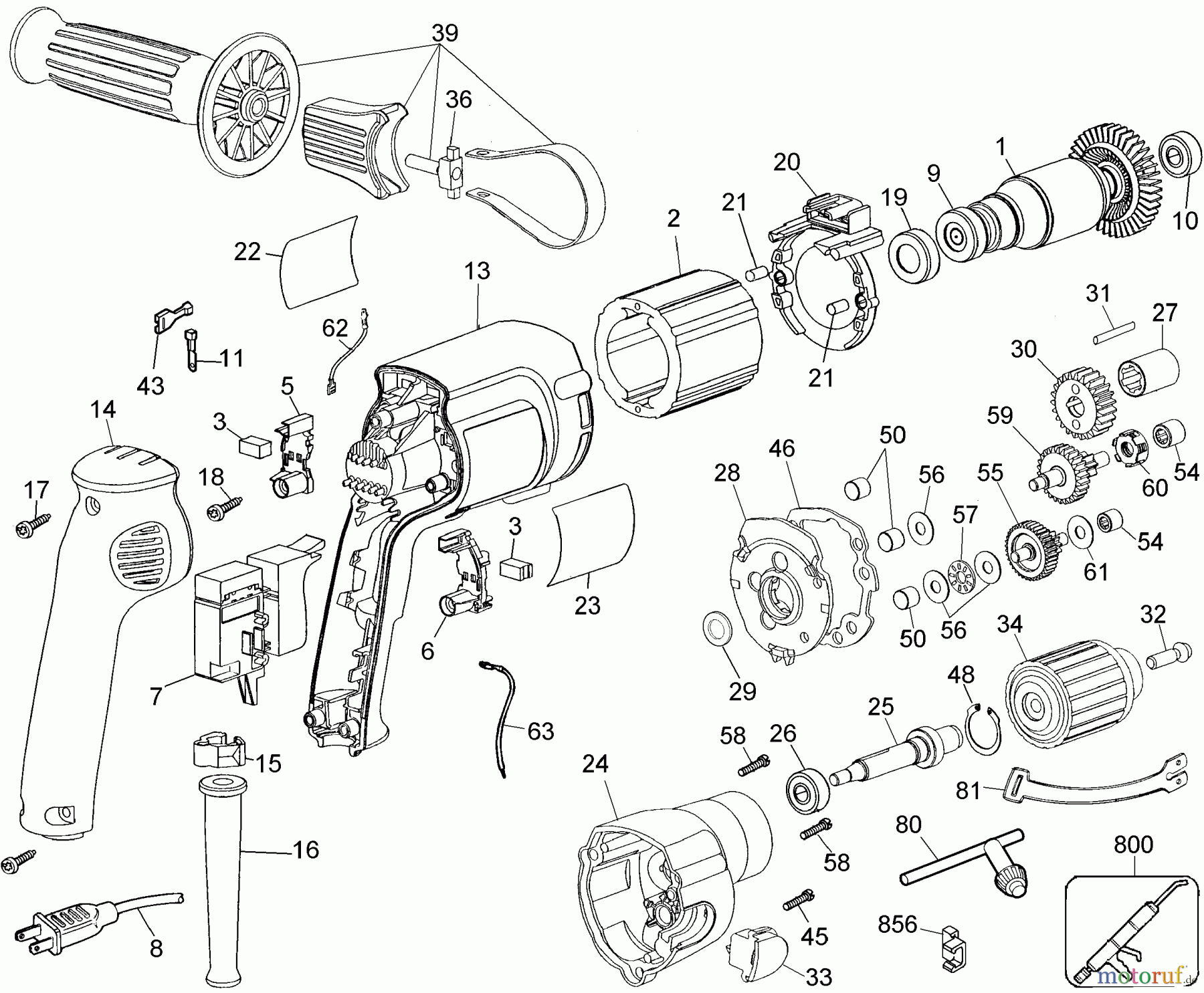  OEM Black und Decker Divers 1/2IN DRILL 0-600 RPM ET1275 Seite 1