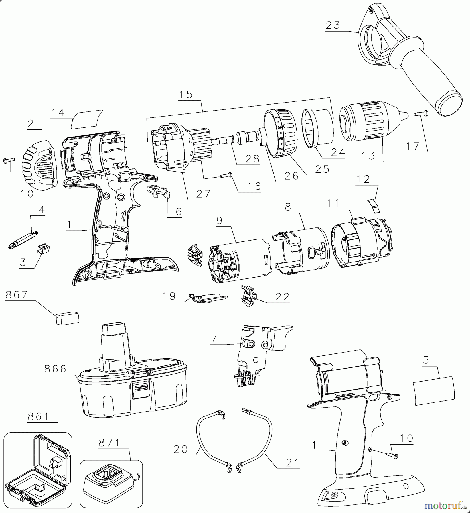 DEWALT Divers 18V DRILL DRIVER DC987KA Seite 1