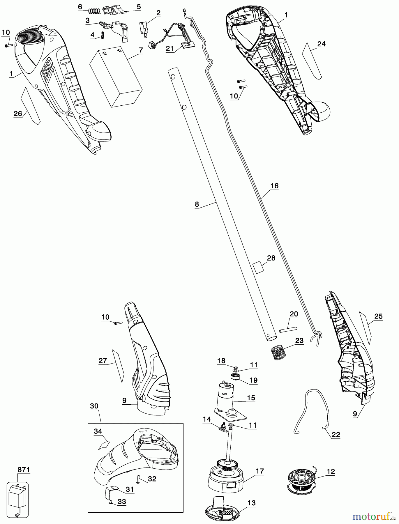 BLACK+DECKER AUSSERHALB HECKENSCHEREN, FADENTRIMMER, SCHEREN AKKU-RASENTRIMMER GLC13 Seite 1