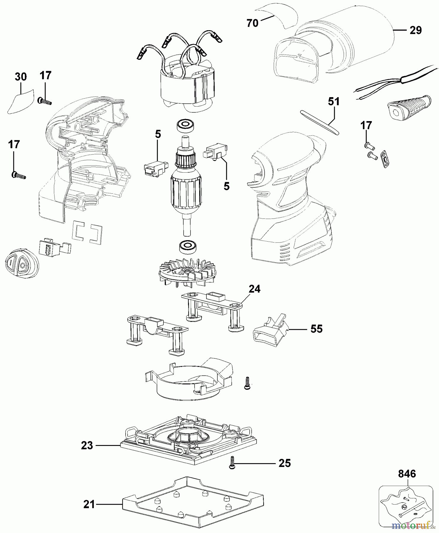 BLACK+DECKER INNENAUSSTATTUNG ABSCHLEIFGERÄT 1/4 SHEET SANDER 2.0 AMP QS780 Seite 1