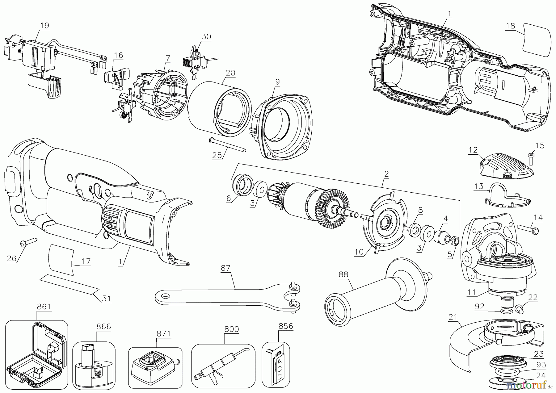 DEWALT Divers 18V Bare Kit SAG DC411K Seite 1