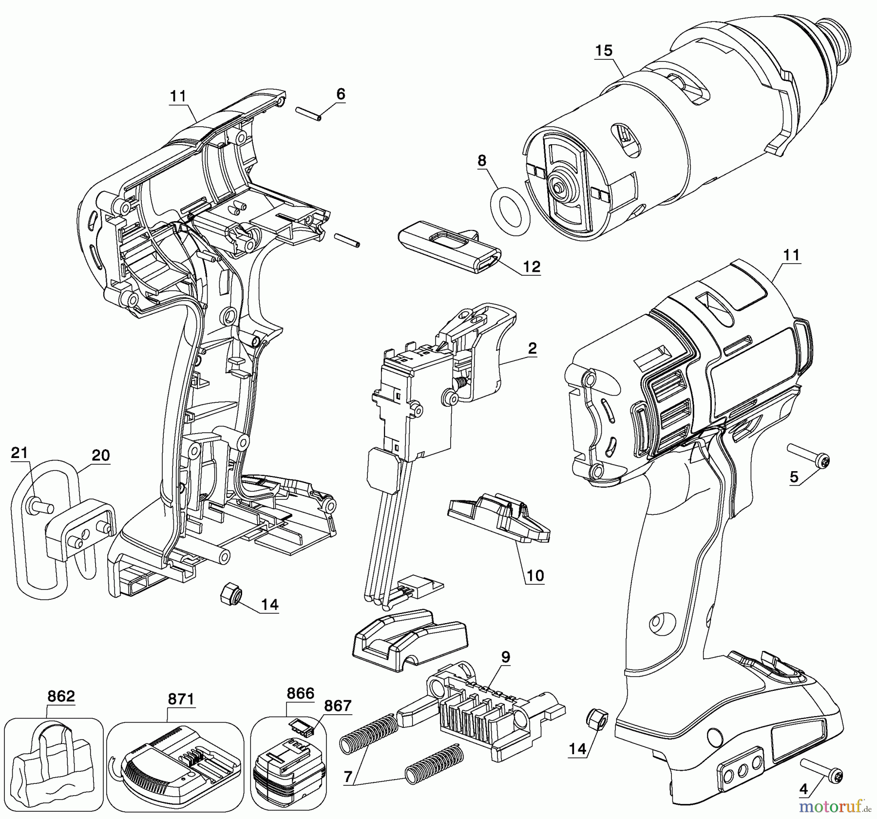 PORTER CABLE Divers 18V IMPACT DRIVER-NICAD - PC180IDK-2 Seite 1