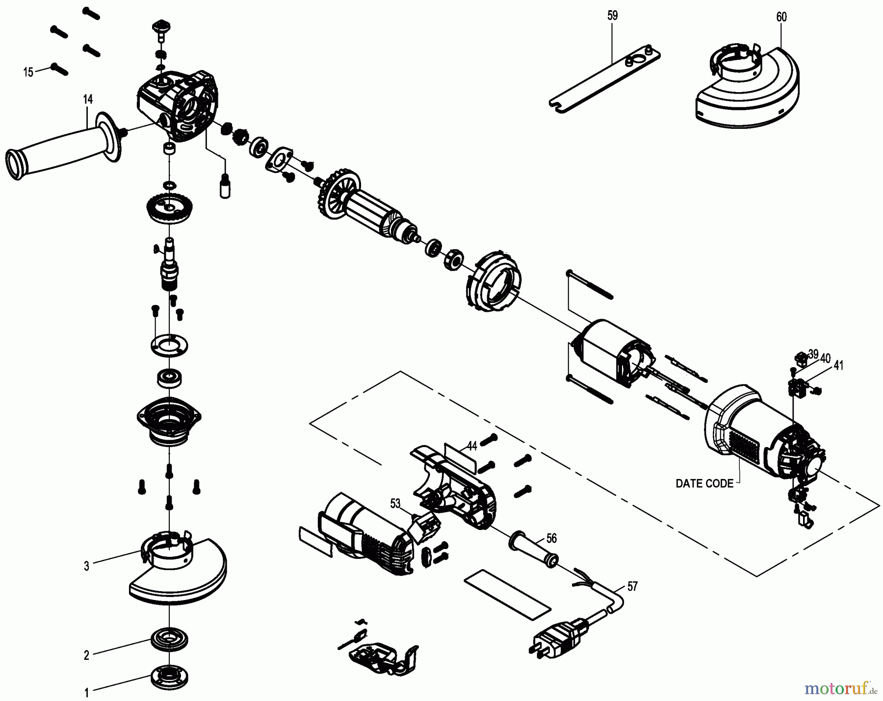 PORTER CABLE CORDED SANDERS/GRINDERS 6.0 AMP ANGLE GRINDER PC60TPAG Seite 1