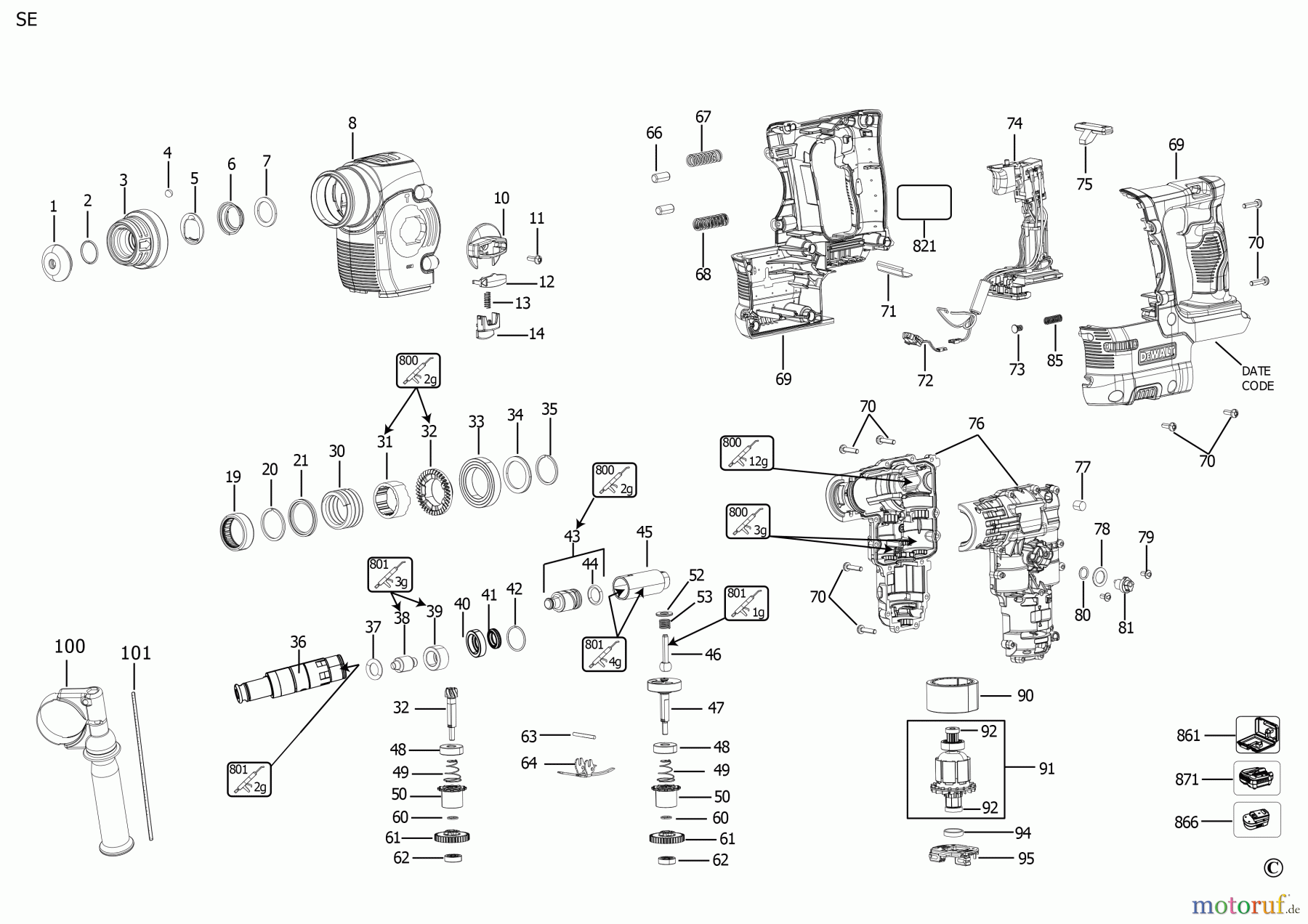DEWALT Divers 20V MAX SDS HAMMER DCH253M2 Seite 2