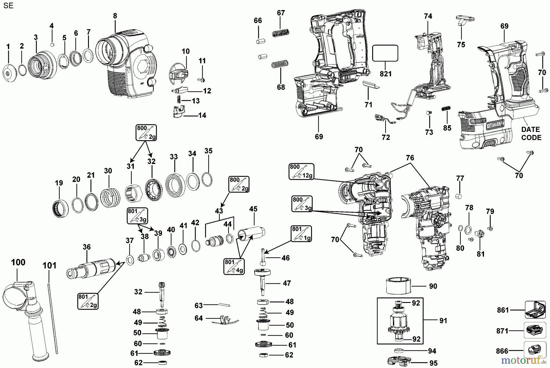 DEWALT Divers 20V MAX SDS HAMMER DCH253M2 Seite 1