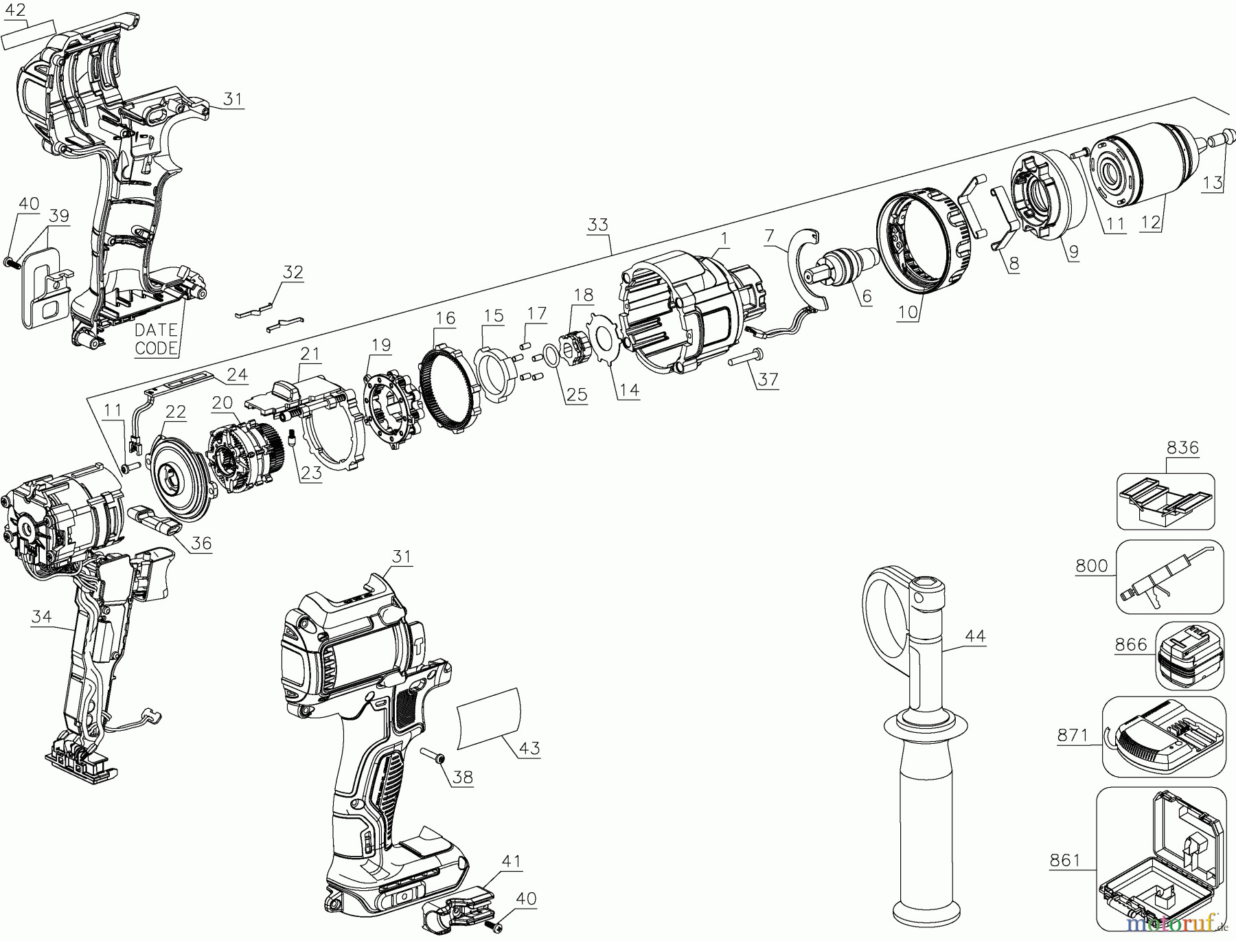 DEWALT Divers 20V DRILL/DRIVER DCD990M2 Seite 1