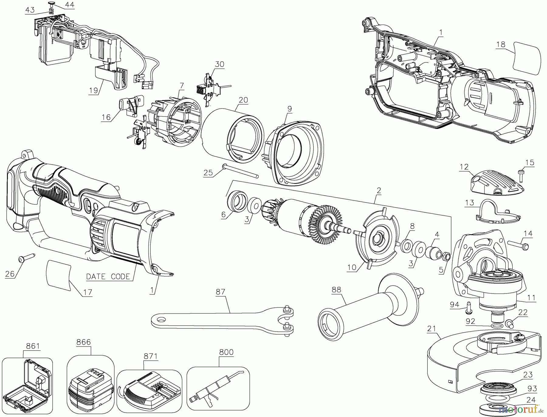 DEWALT METALLBEARBEITUNG SÄGEN 14.4V XR 125mm ANGLE GRIN DCG422M2-WXE Seite 1