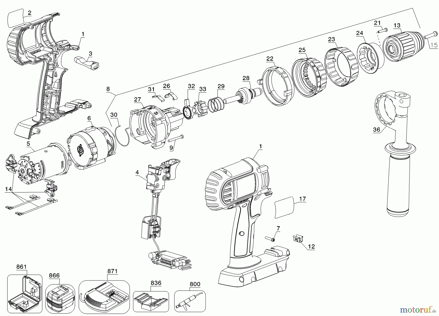 DEWALT Bohrhämmer Meisselhämmer 36V Li-Ion Hammerdrill/Dr DC901K Seite 1