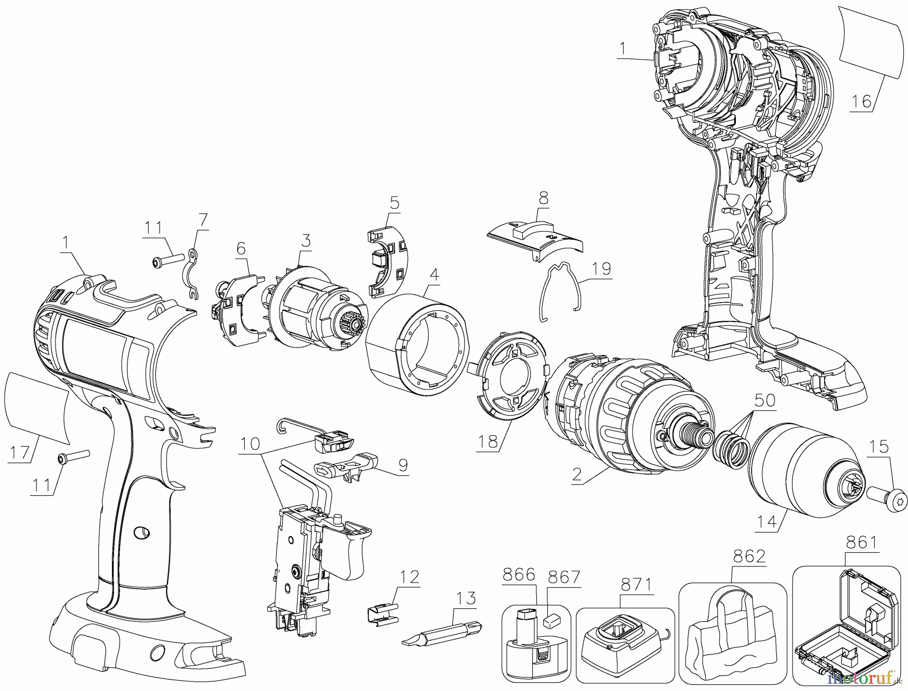 DEWALT Divers 18V 1/2 COMP HAMDRIL DC725K-2 Seite 1