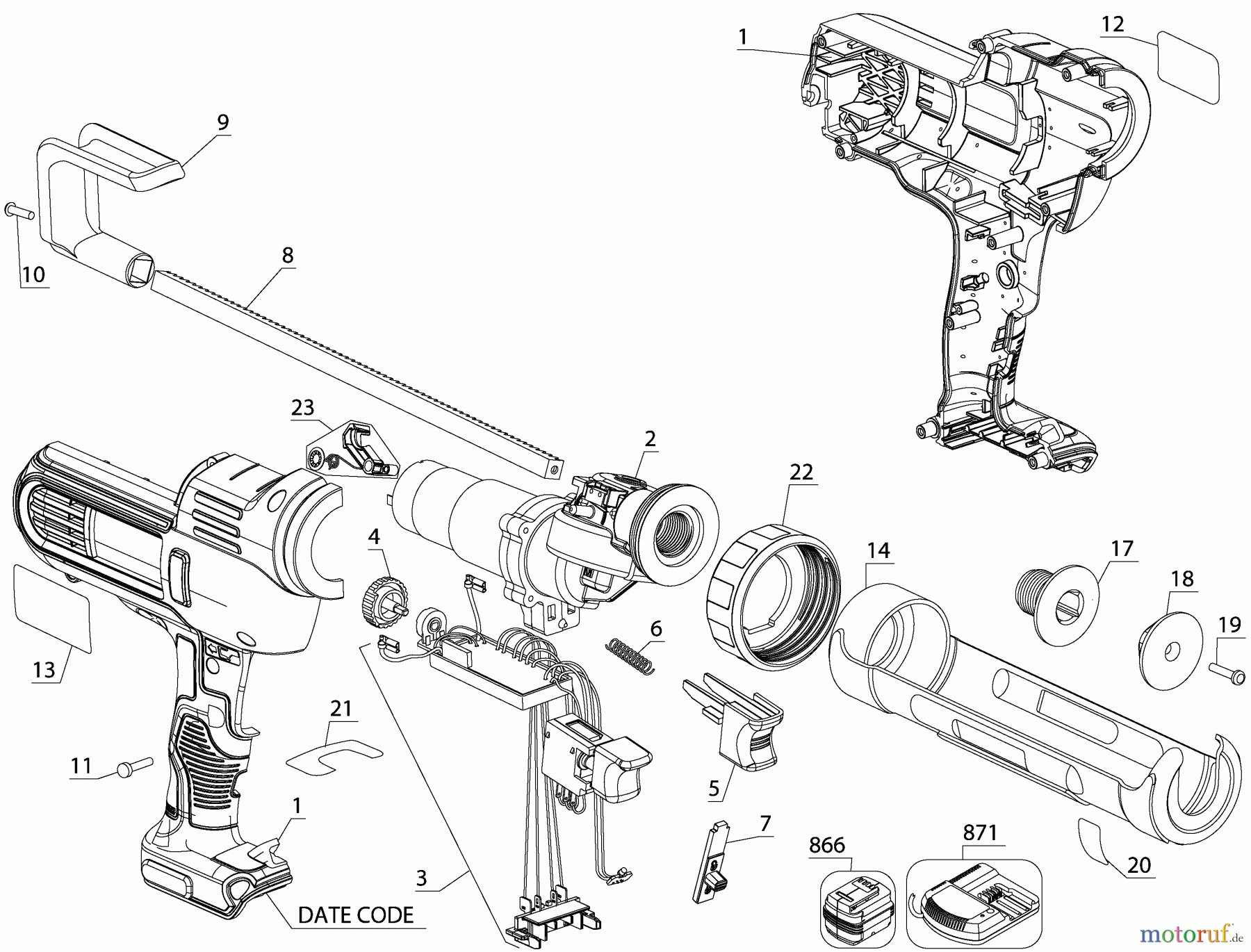 DEWALT Divers 20V 300ML ADHESI GUN DCE560B Seite 1