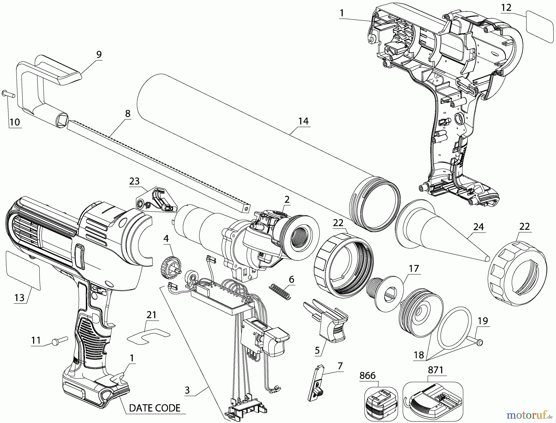 DEWALT Divers 20V 600ML SAUSA ADHE DCE580B Seite 1