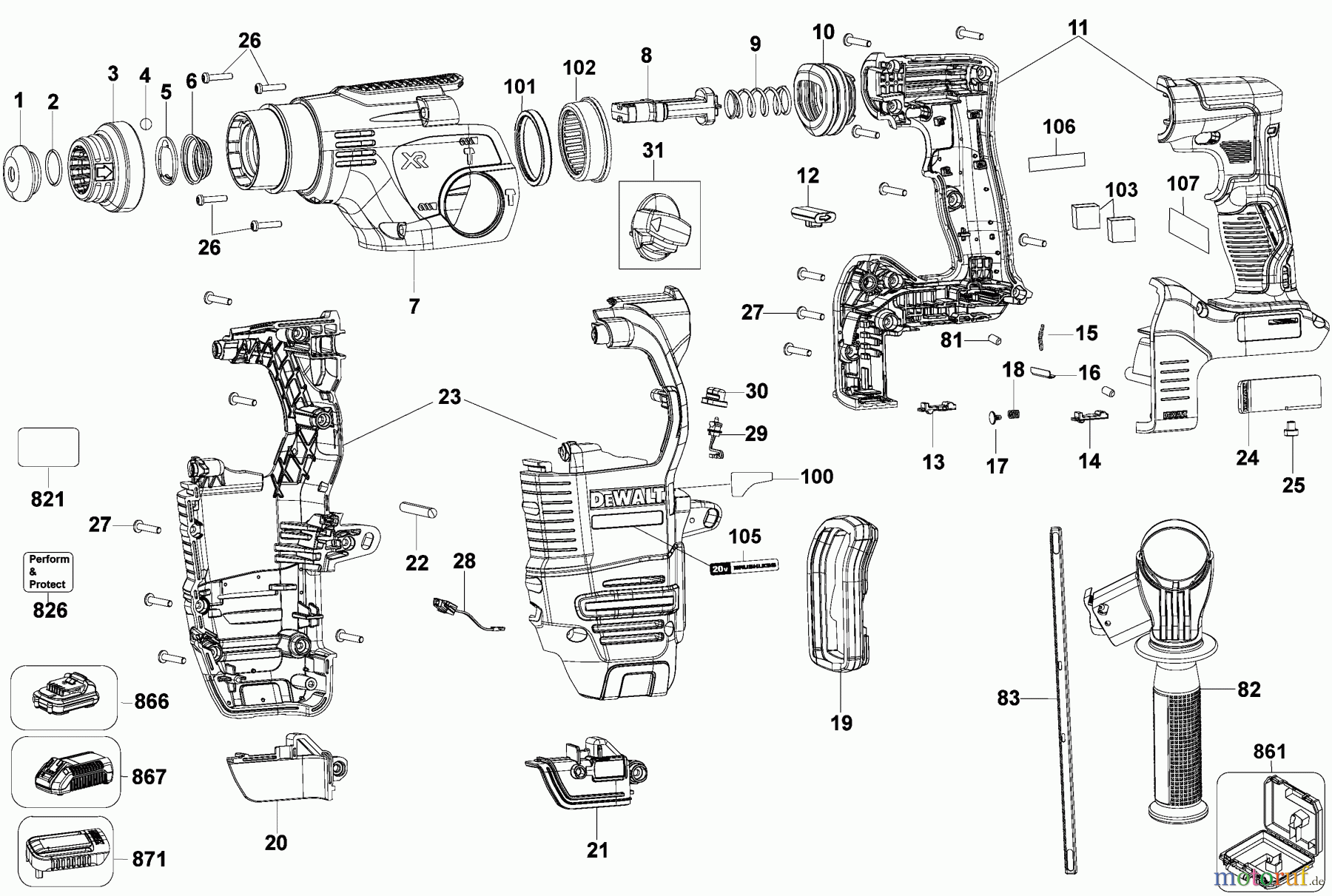  DEWALT Divers 3.5J 9AH 20V COM ROT DCH293X2 Seite 1