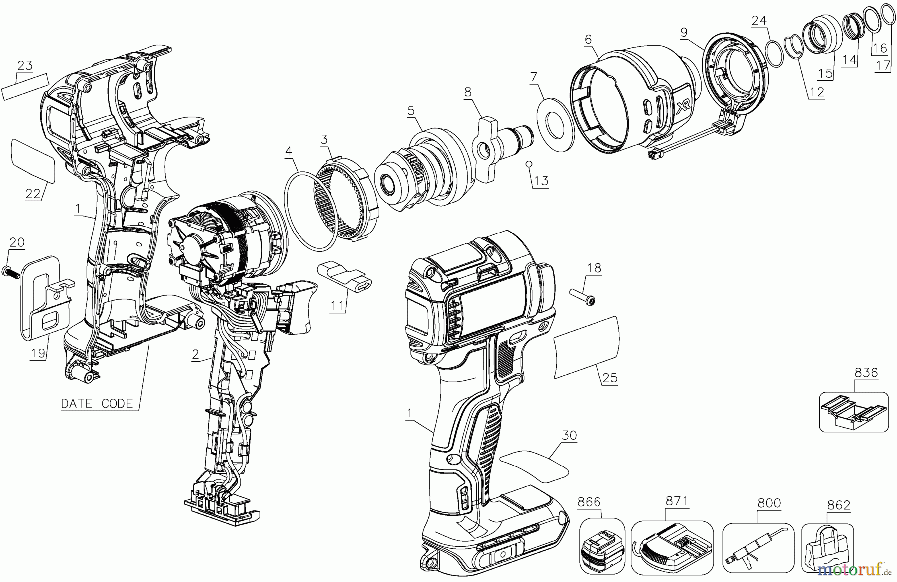  DEWALT Akku Schrauber 20V MX BRL IMP DR KT DCF787C2 Seite 1