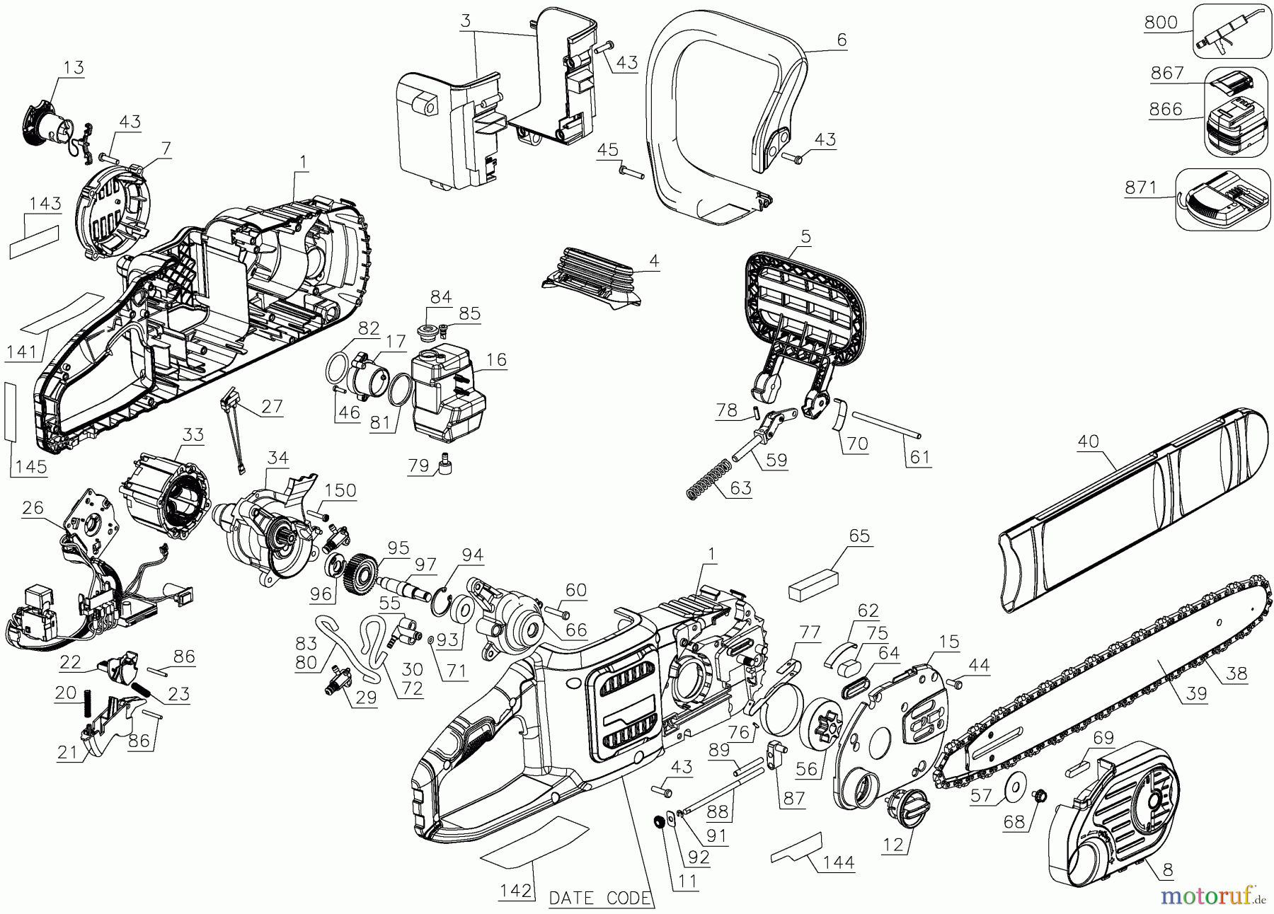 DEWALT Gartengeräte DW 60V MX CHNSW BARE DCCS670B Seite 1