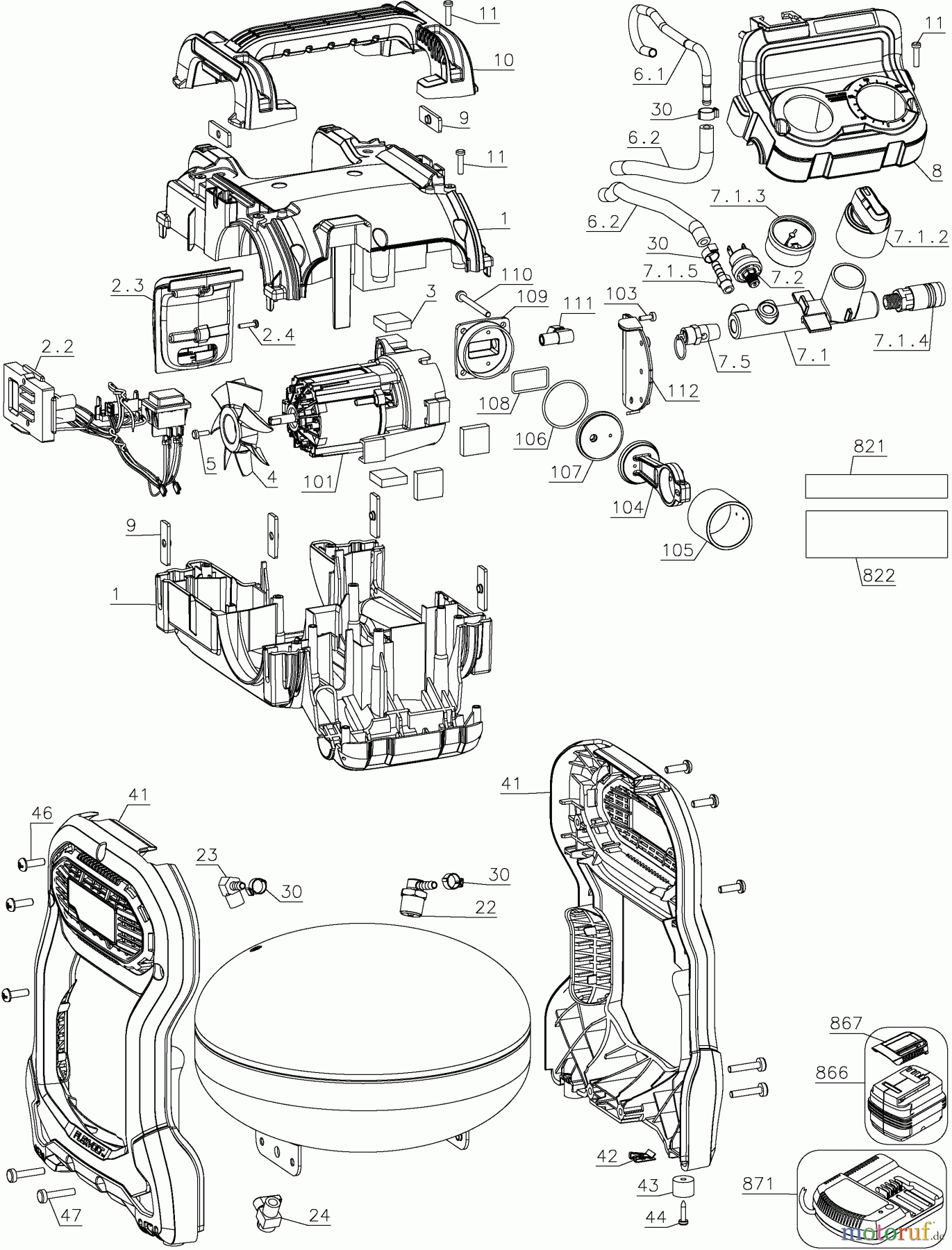 DEWALT Kompressoren 60V 2.5GL CRDLSS COM DCC2560T1 Seite 1
