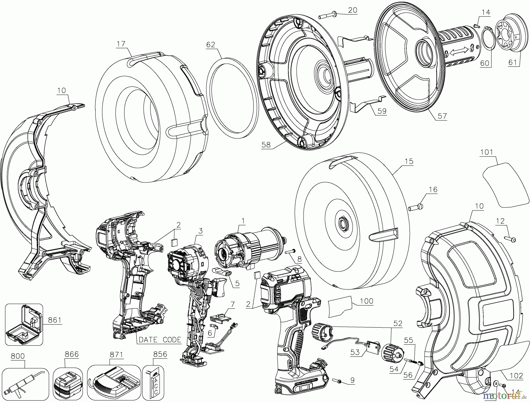 DEWALT Gartengeräte 20V DRAIN SNAKE KIT DCD200D1 Seite 1