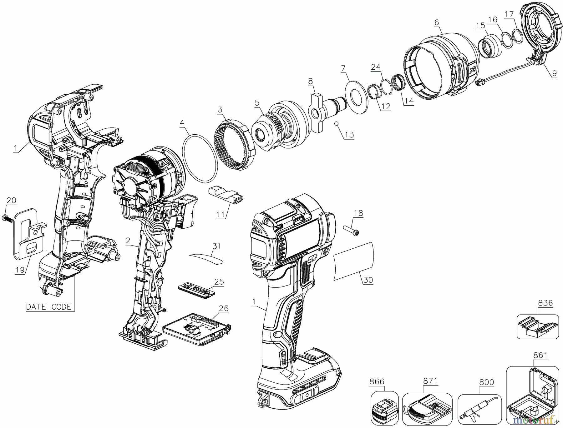 DEWALT Akku Schrauber 20V MAX XR TL CN IMP DCF888B Seite 2
