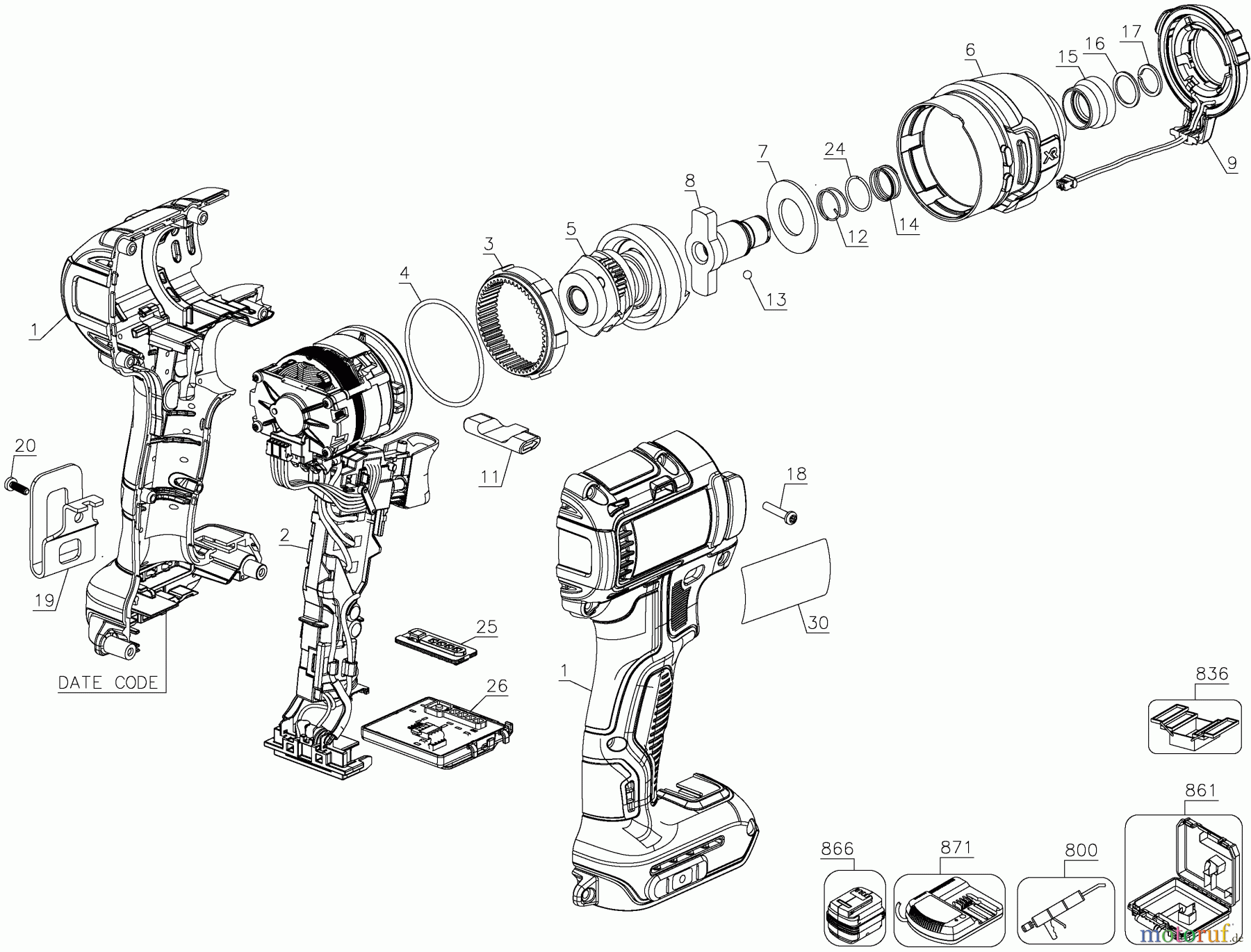  DEWALT Akku Schrauber 20V MAX XR TL CN IMP DCF888D2 Seite 1