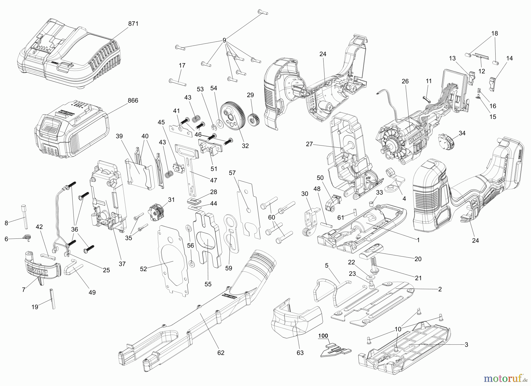 DEWALT HOLZARBEITEN  PUTZSÄGEN XR 18V BL JIGSAW BG BARE DCS335N Seite 1