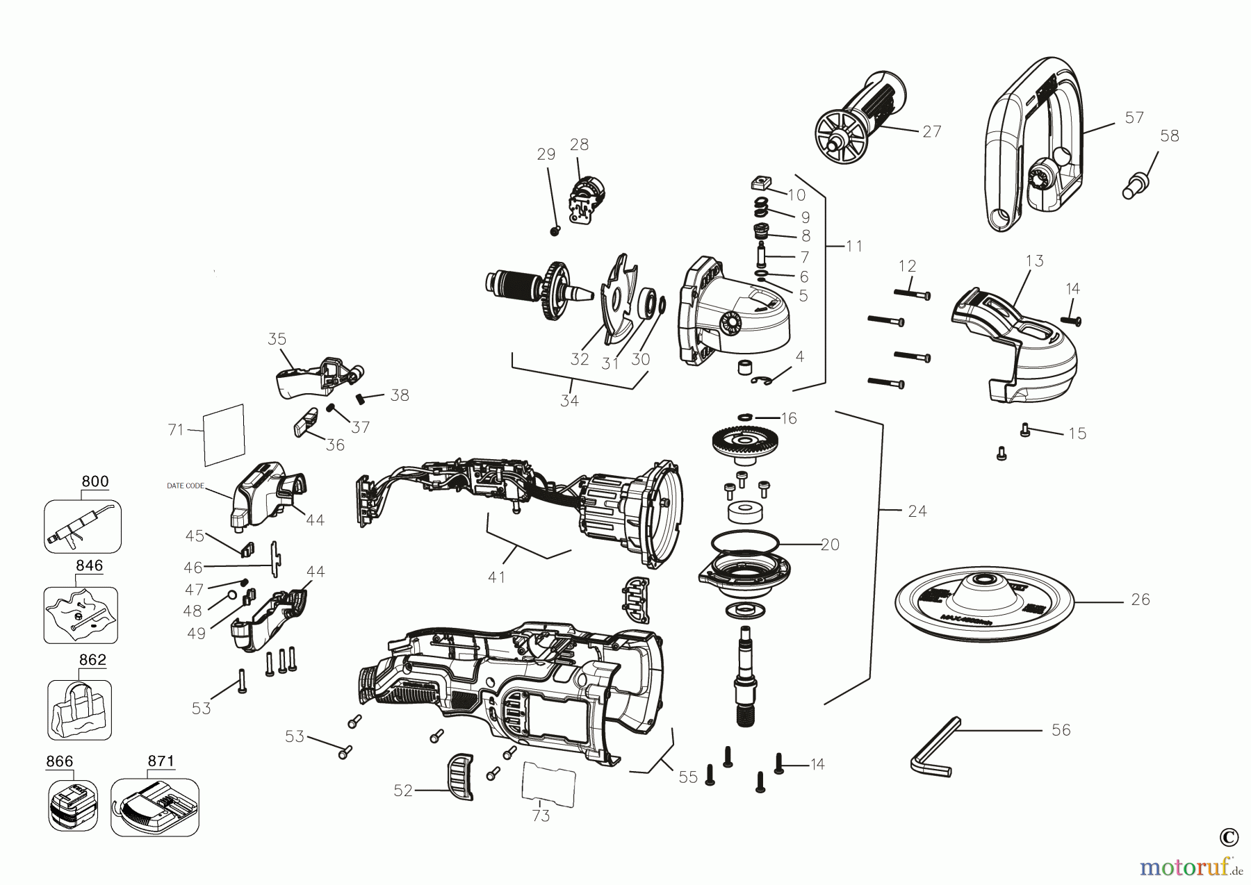 MAC POWER TOOLS 20V 7IN VS ROTARY POLISHE MCM849P2 Seite 1