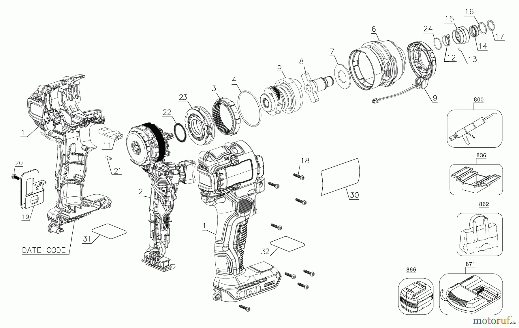 DEWALT AKKUBOHRER DRILLS, 20V 20V ULTRACOMPACT BRUSHLES DCF809D2 Seite 1