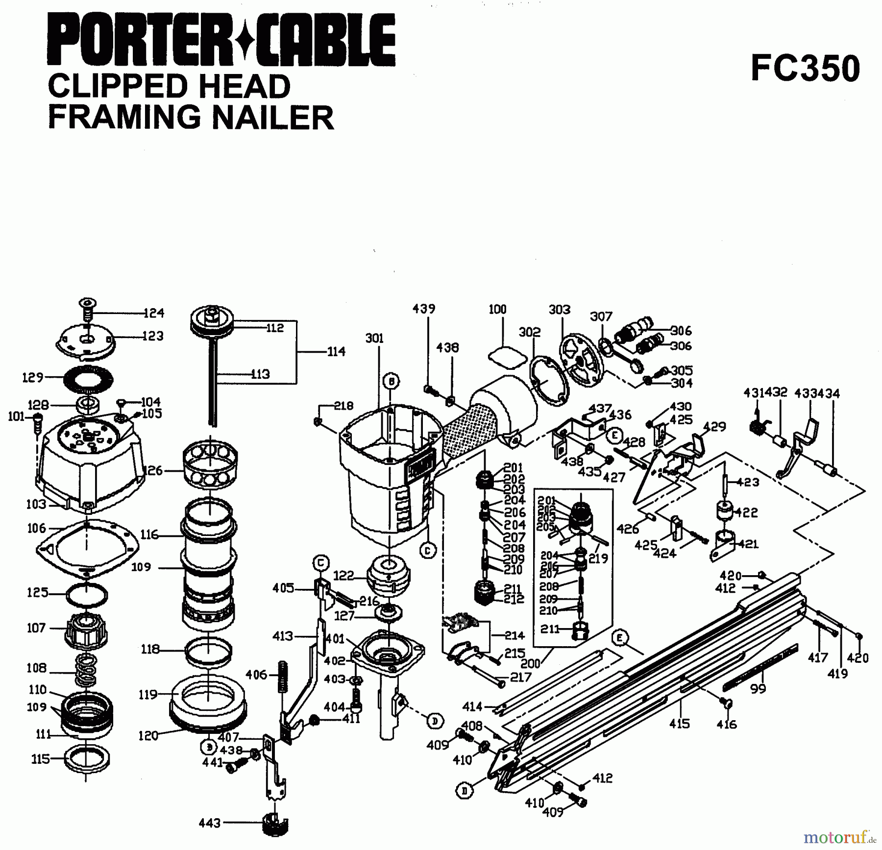  PORTER CABLE Divers FRAMING NAILER CLIP FC350 Seite 1
