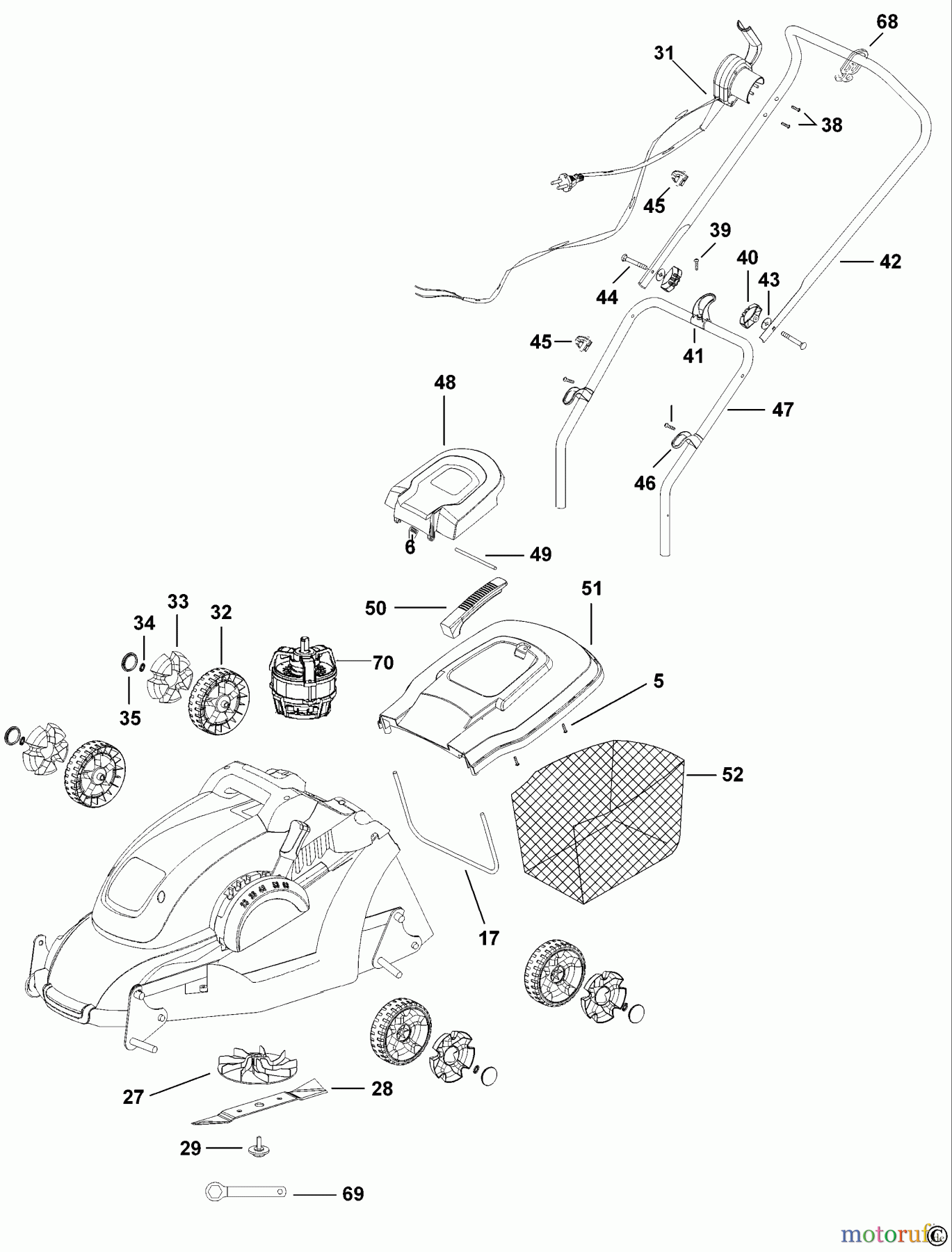 BLACK+DECKER AUSSERHALB RASENMÄHER, HÄCKSLER UND KEHRMASCHINEN 1600W LAWN MOWER GR3850 Seite 1