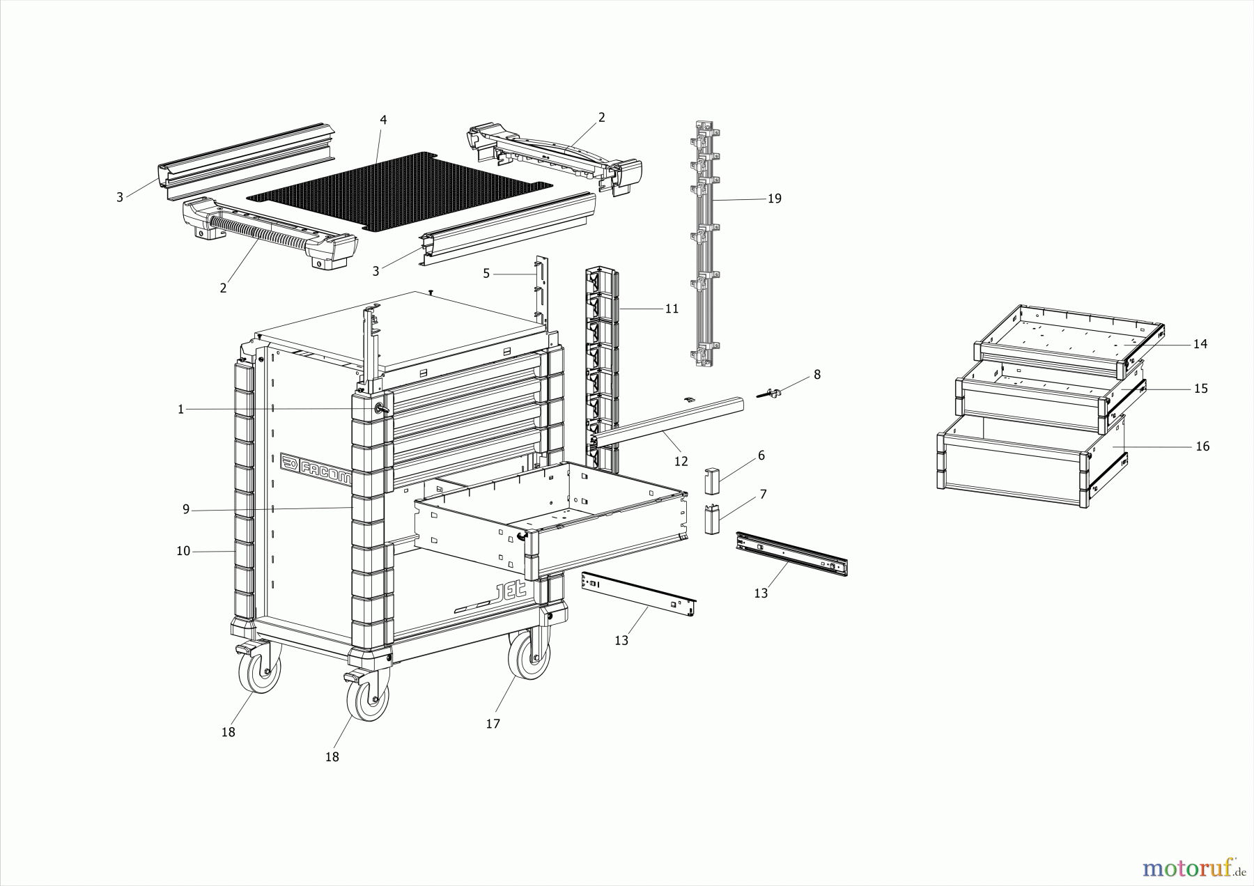 FACOM STORAGE WERKSTATTWAGEN JET.6NM3AS Seite 1