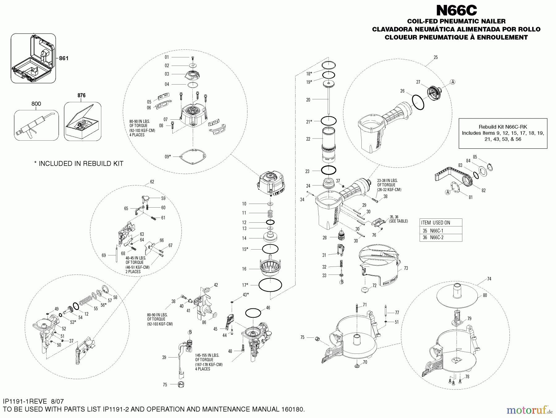 BOSTITCH NAILERS NAGLER N66C-1 Seite 1