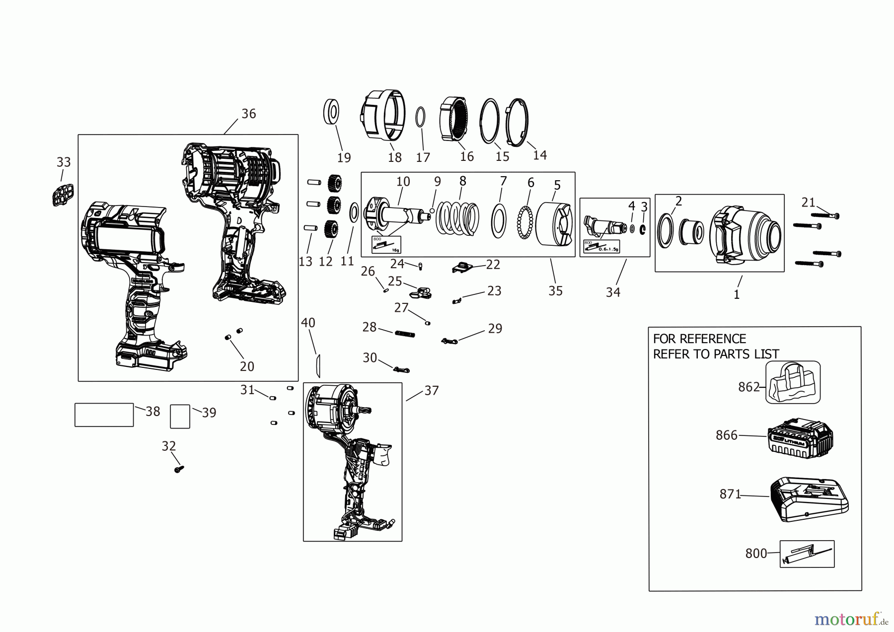  PORTER CABLE CORDLESS IMPACTS SCHLAGSCHRAUBENSCHL. PCCF940M1 Seite 1