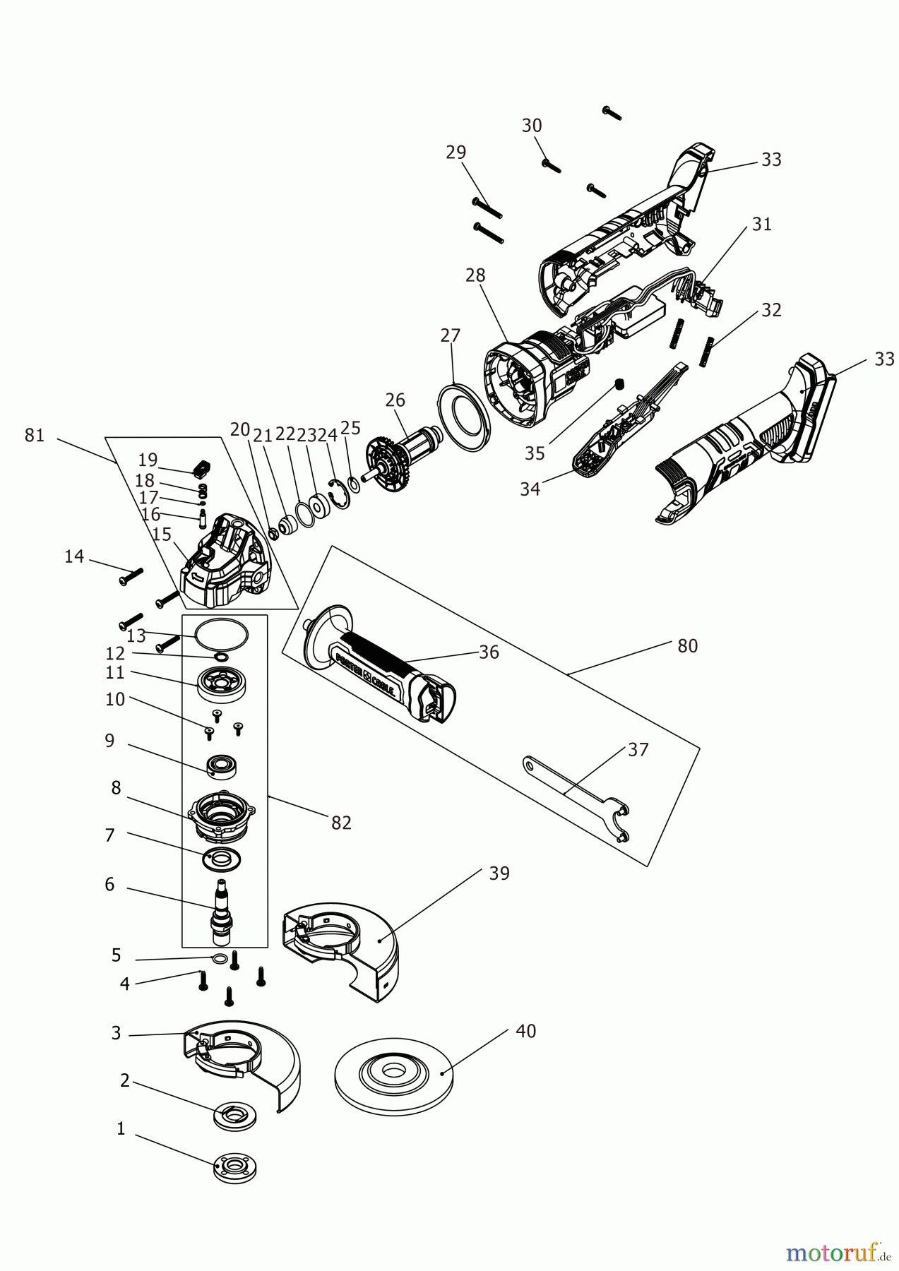  PORTER CABLE CORDLESS GRINDER WINKELSCHLEIFER PCCG400B Seite 1