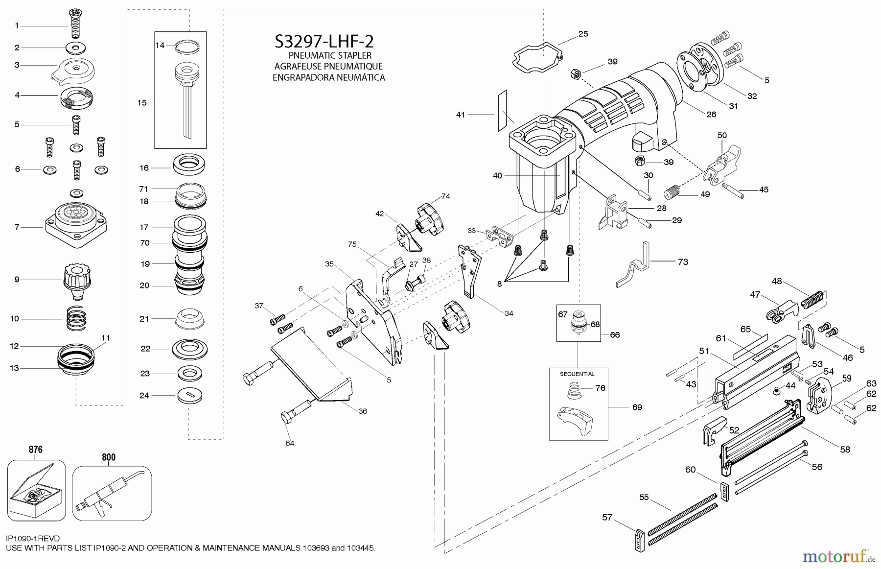  BOSTITCH STAPLER DRUCKLUFTKLAMMER AGRAFEUSE S3297-LHF-2 Seite 1