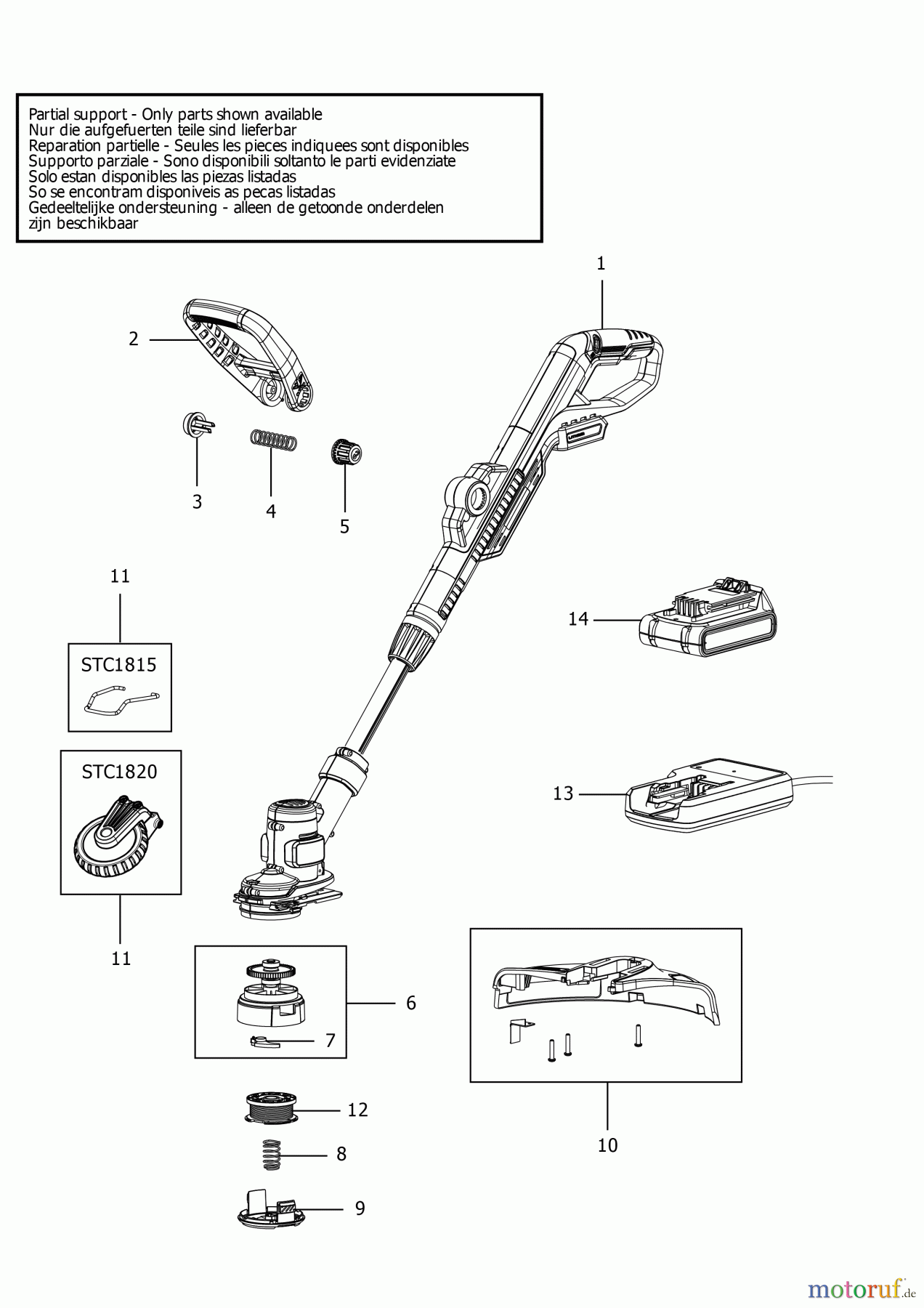 BLACK+DECKER AUSSERHALB HECKENSCHEREN, FADENTRIMMER, SCHEREN AKKU-RASENTRIMMER STC1820CM Seite 1