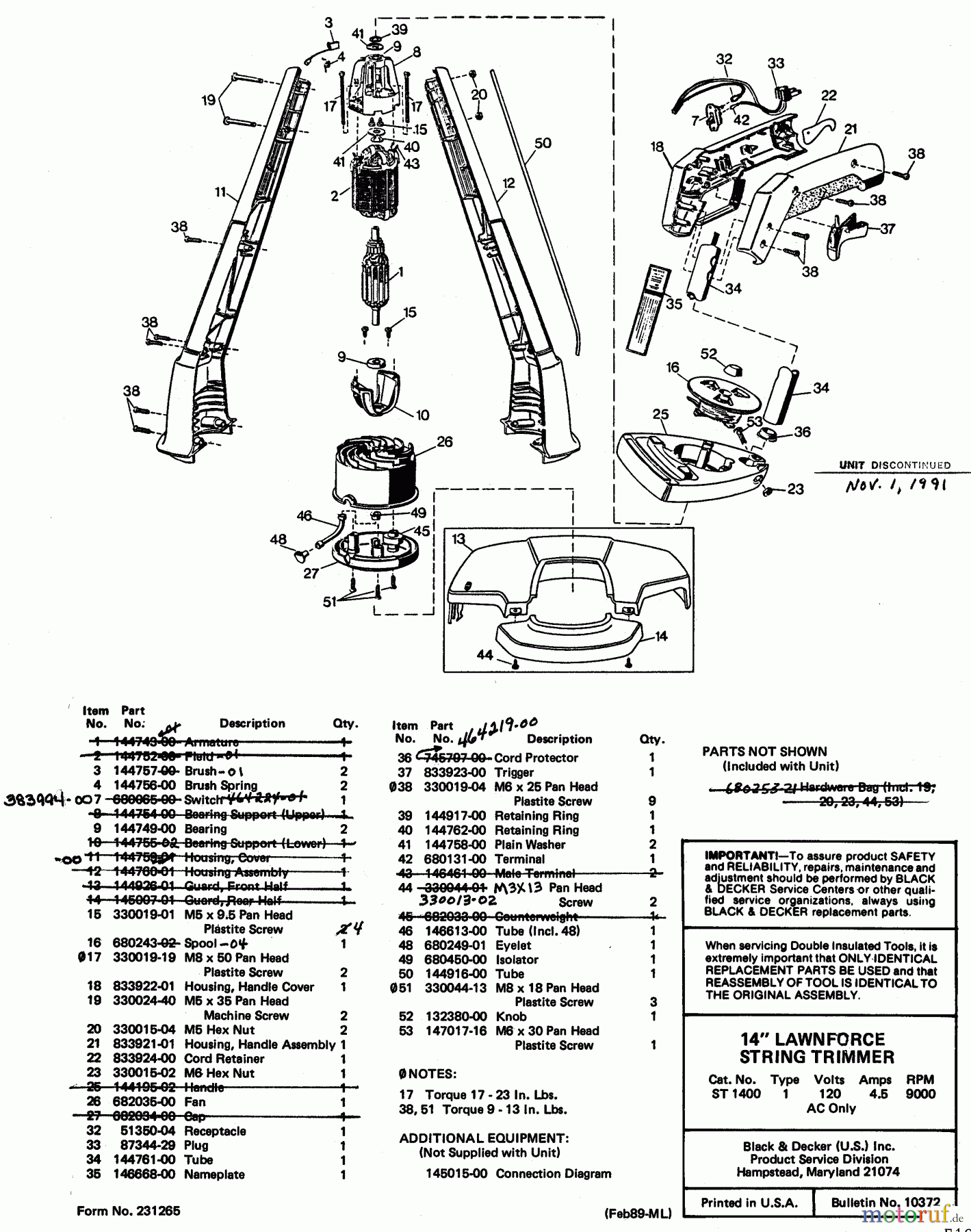 BLACK+DECKER Divers 14 ST.TRIMMER ST1400 Seite 1