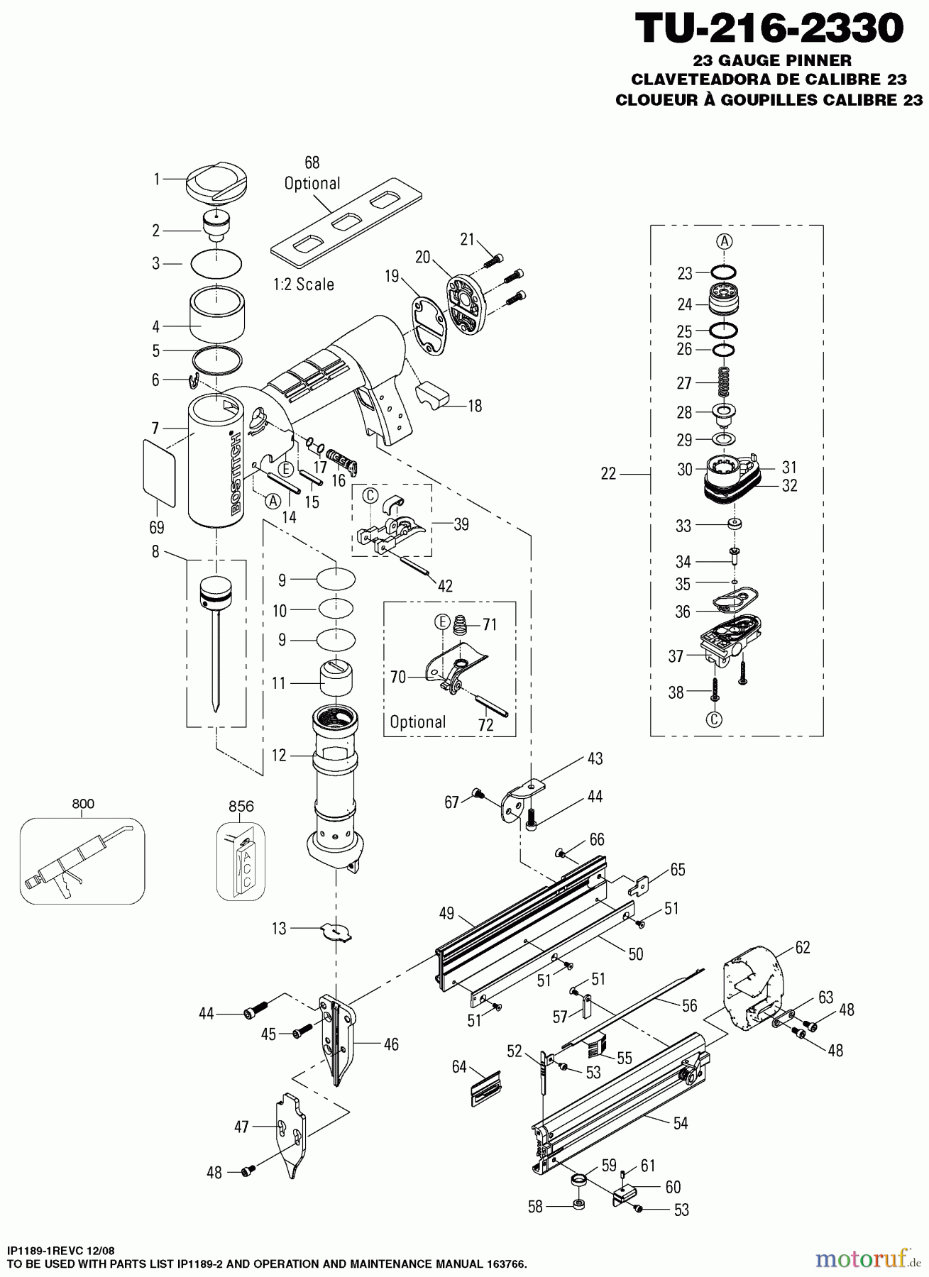 BOSTITCH STAPLER 23GA PINNER TU216-2330 Seite 1