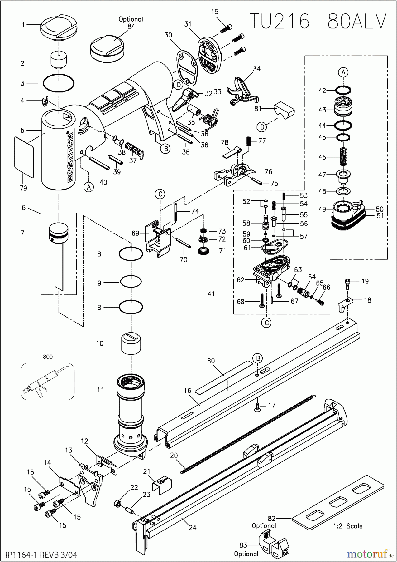  BOSTITCH STAPLER FINE WIRE STAPLER TU216-80ALM Seite 1