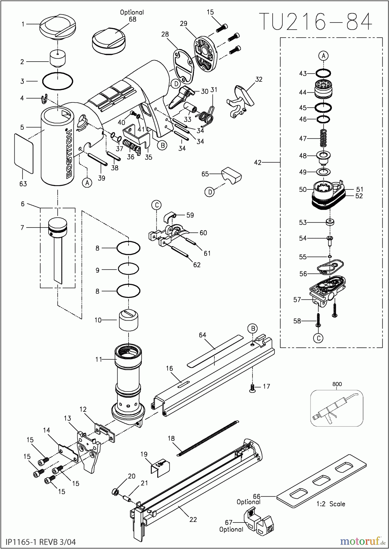 BOSTITCH STAPLER FINE WIRE STAPLER TU216-84 Seite 1