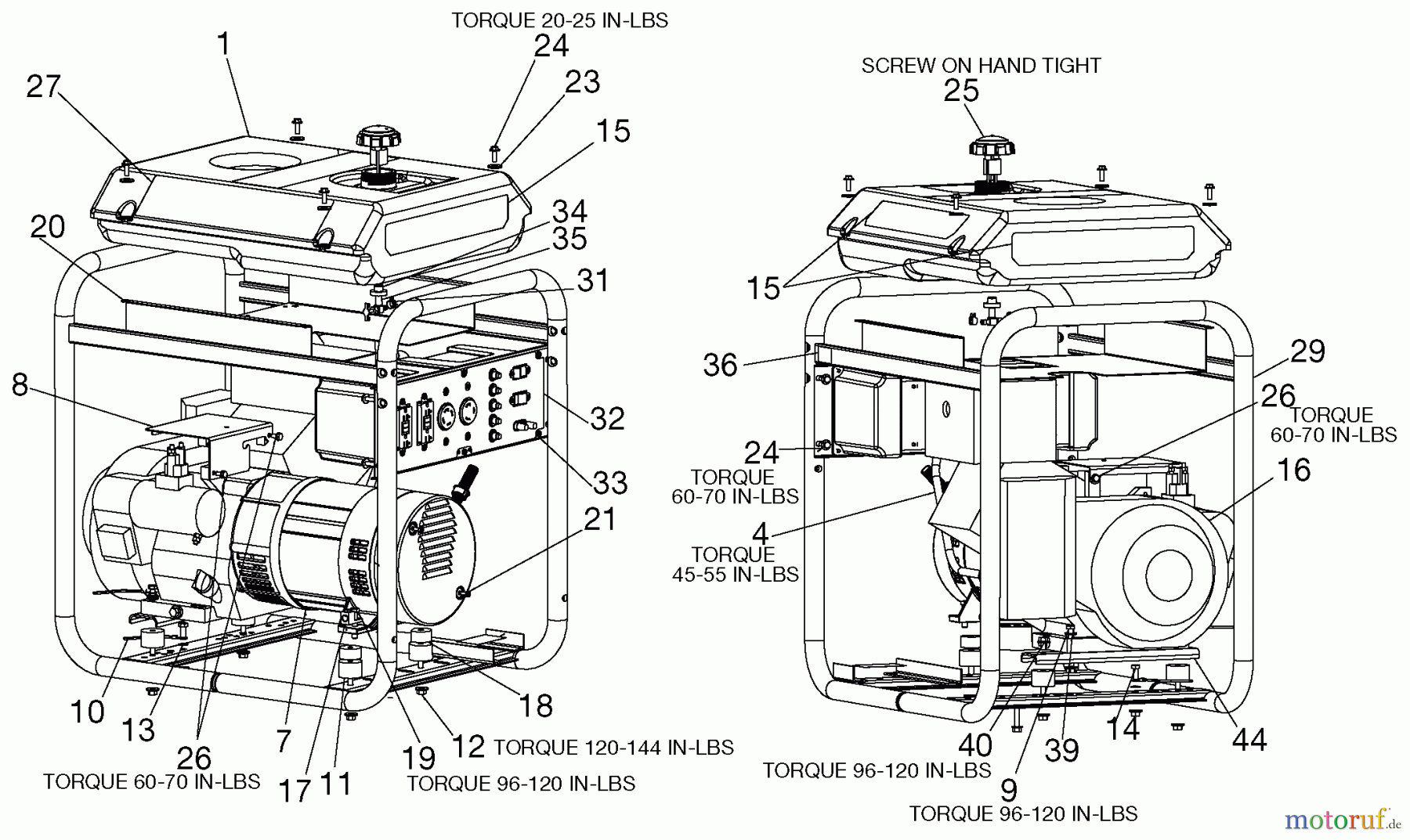  PORTER CABLE Divers G 7500W 13HP B&S BSV750-W Seite 1