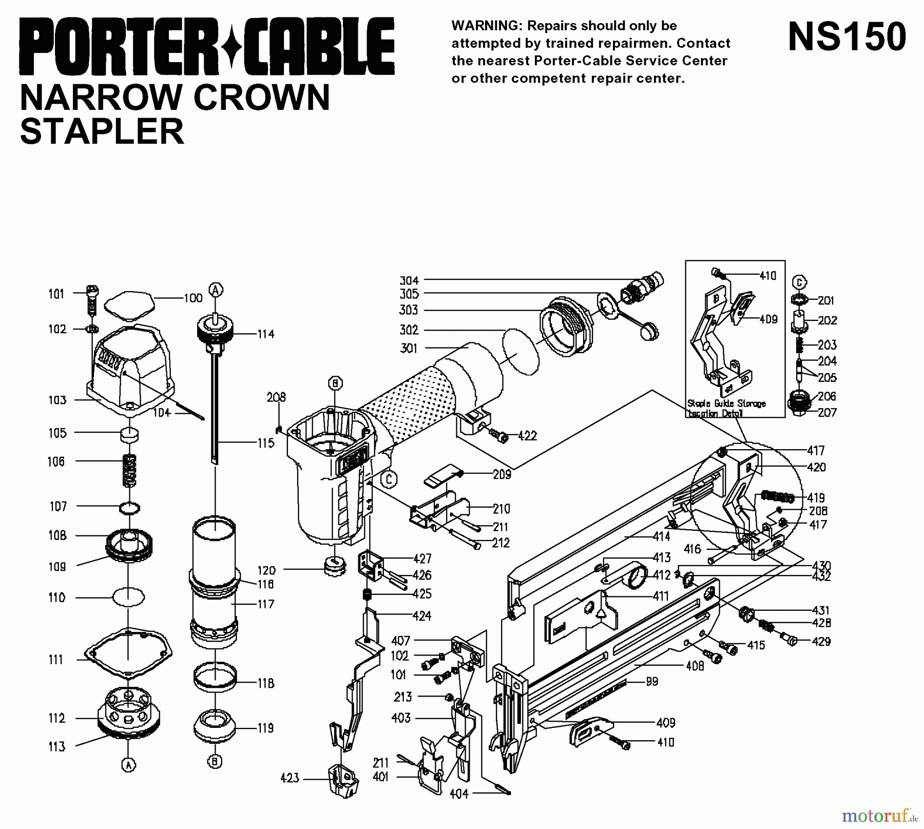  PORTER CABLE Divers 1 1/2INNC STAPLER KIT NS150 Seite 1
