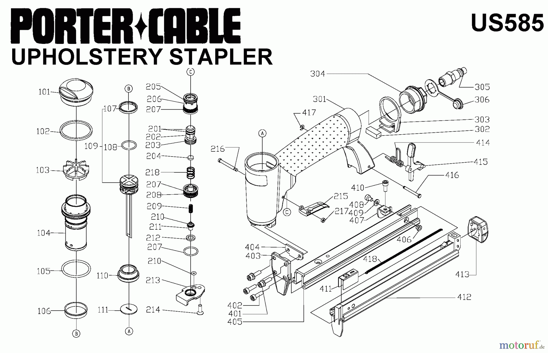 PORTER CABLE Divers UPHOLSTERY STAPLER US585 Seite 1