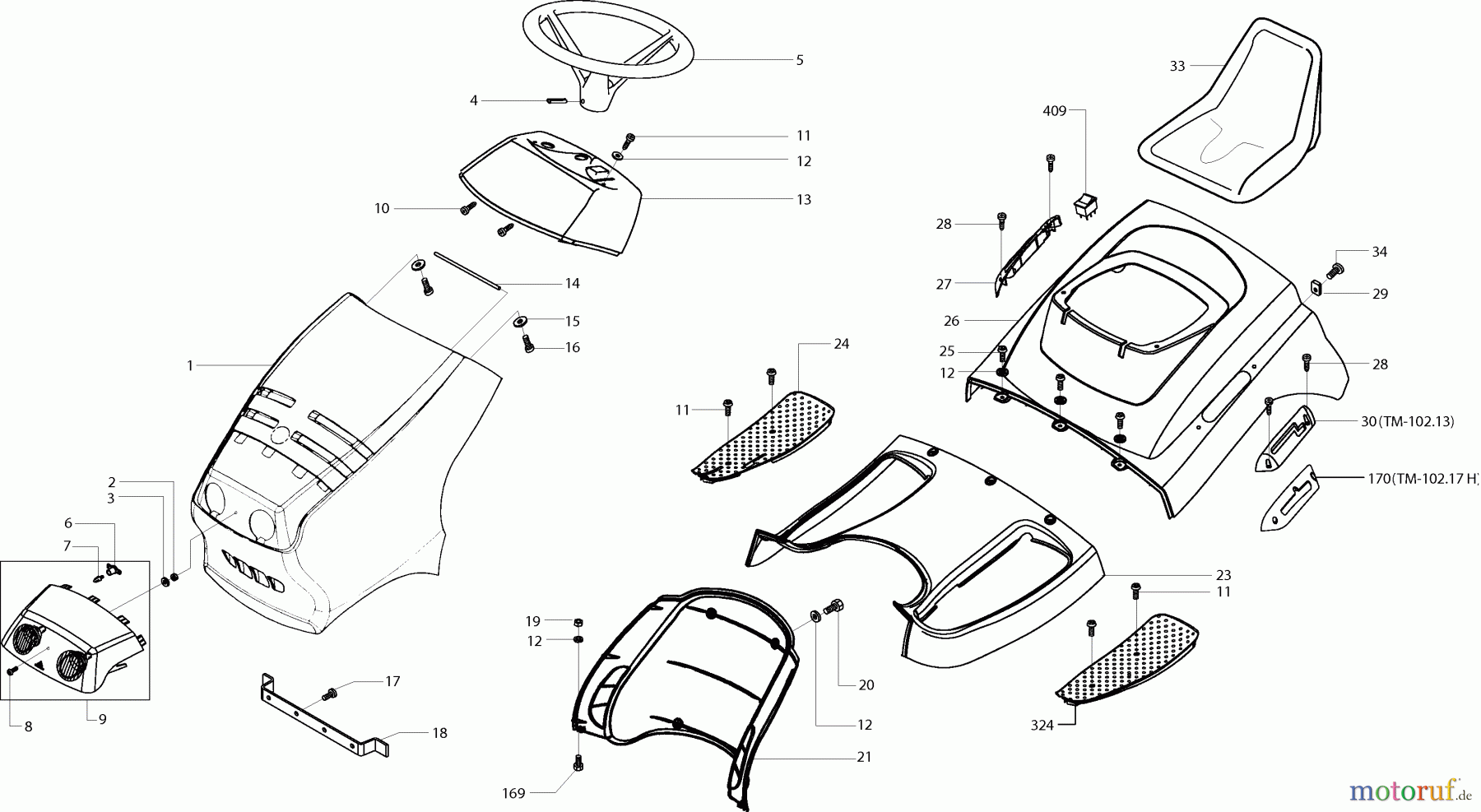 Dolmar Rasentraktoren TM-102.17 H TM-102.17 H (2001) 1 KARROSSERIE