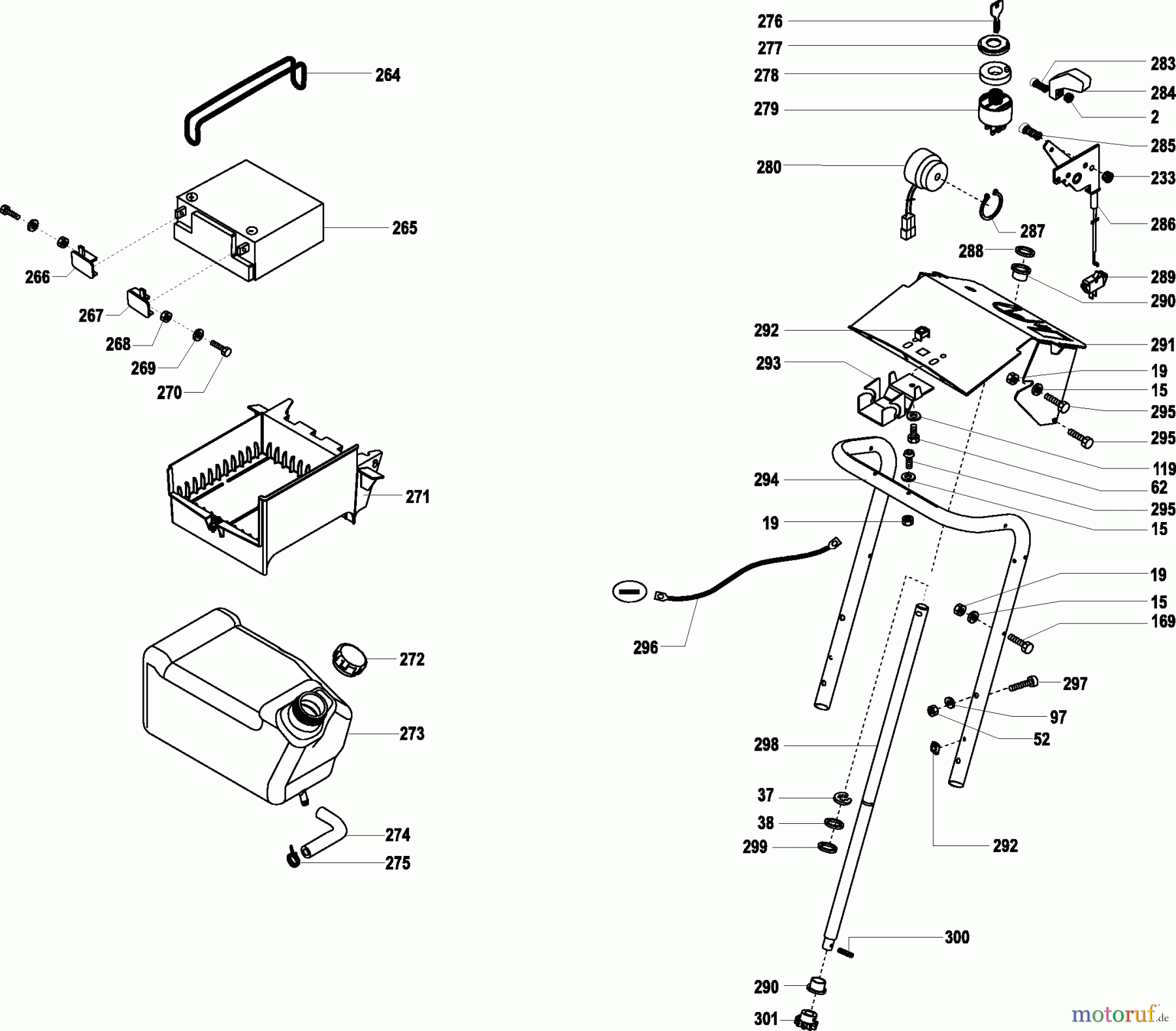 Dolmar Rasentraktoren TM-102.17 H TM-102.17 H (2002) 8 TANK, BATTERIE, LENKSÄULE