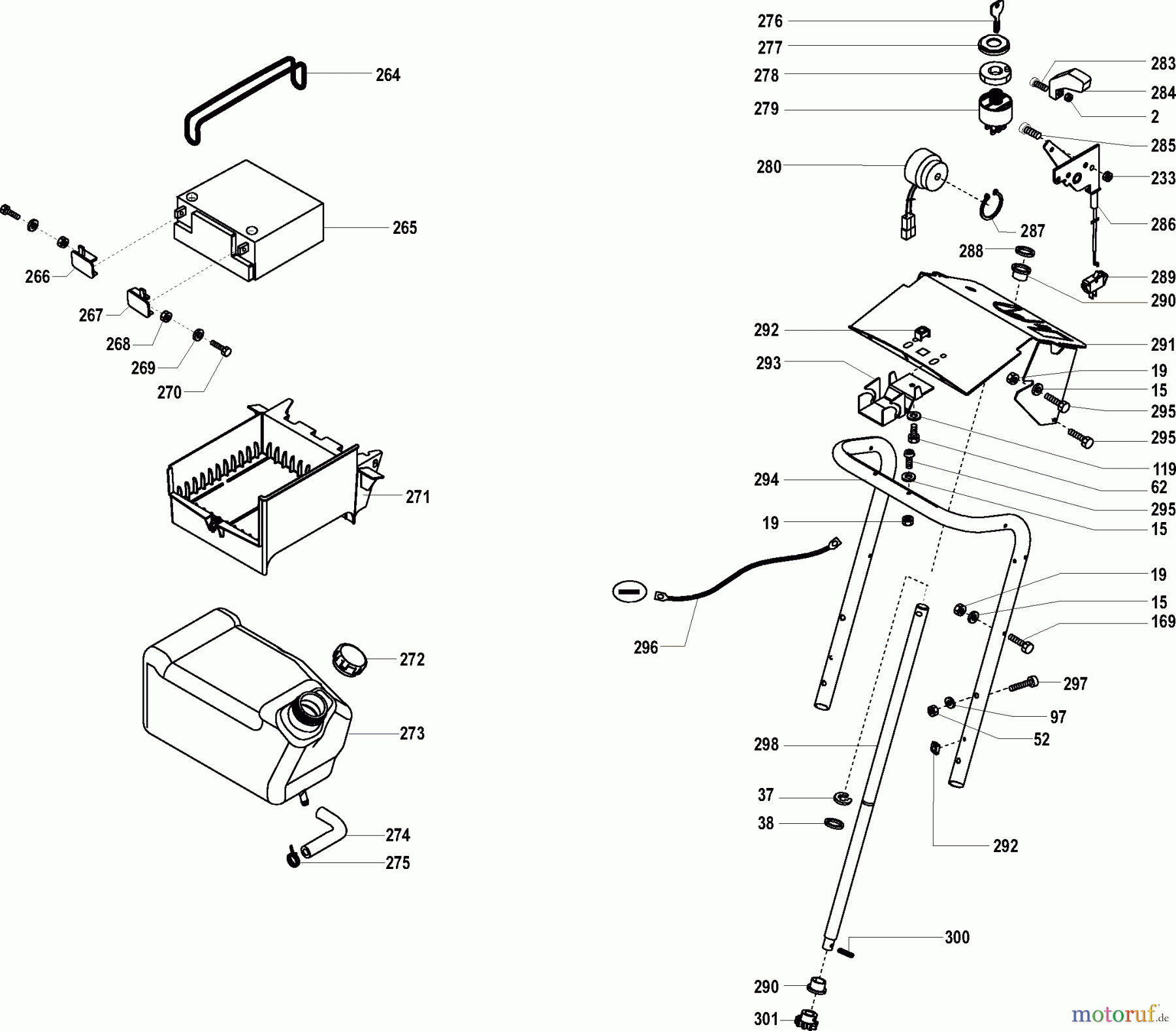 Dolmar Rasentraktoren TM-102.13 TM-102.13 (2005) 8 TANK, BATTERIE, LENKSÄULE