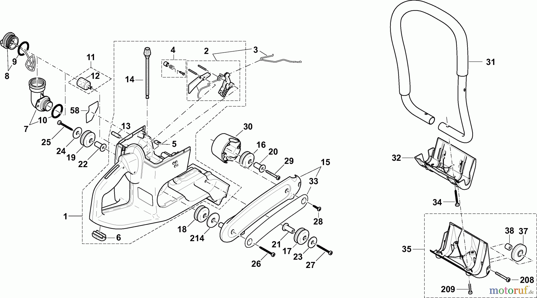 Dolmar Trennschleifer Benzin PC-7335 C (USA) 1 Tankeinheit und Handgriffe