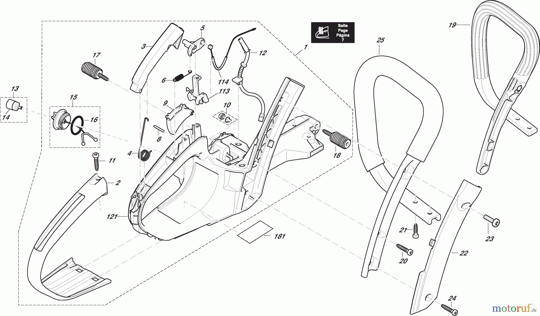 Dolmar Kettensägen Benzin Kettensäge PS5105C 1  Kraftstofftank, Bügelgriff