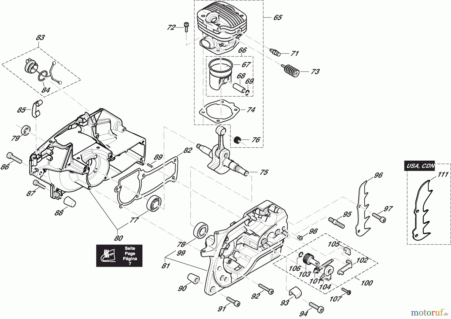 Dolmar Kettensägen Benzin Kettensäge PS5105C 3  Zylinder, Kurbelgehäuse