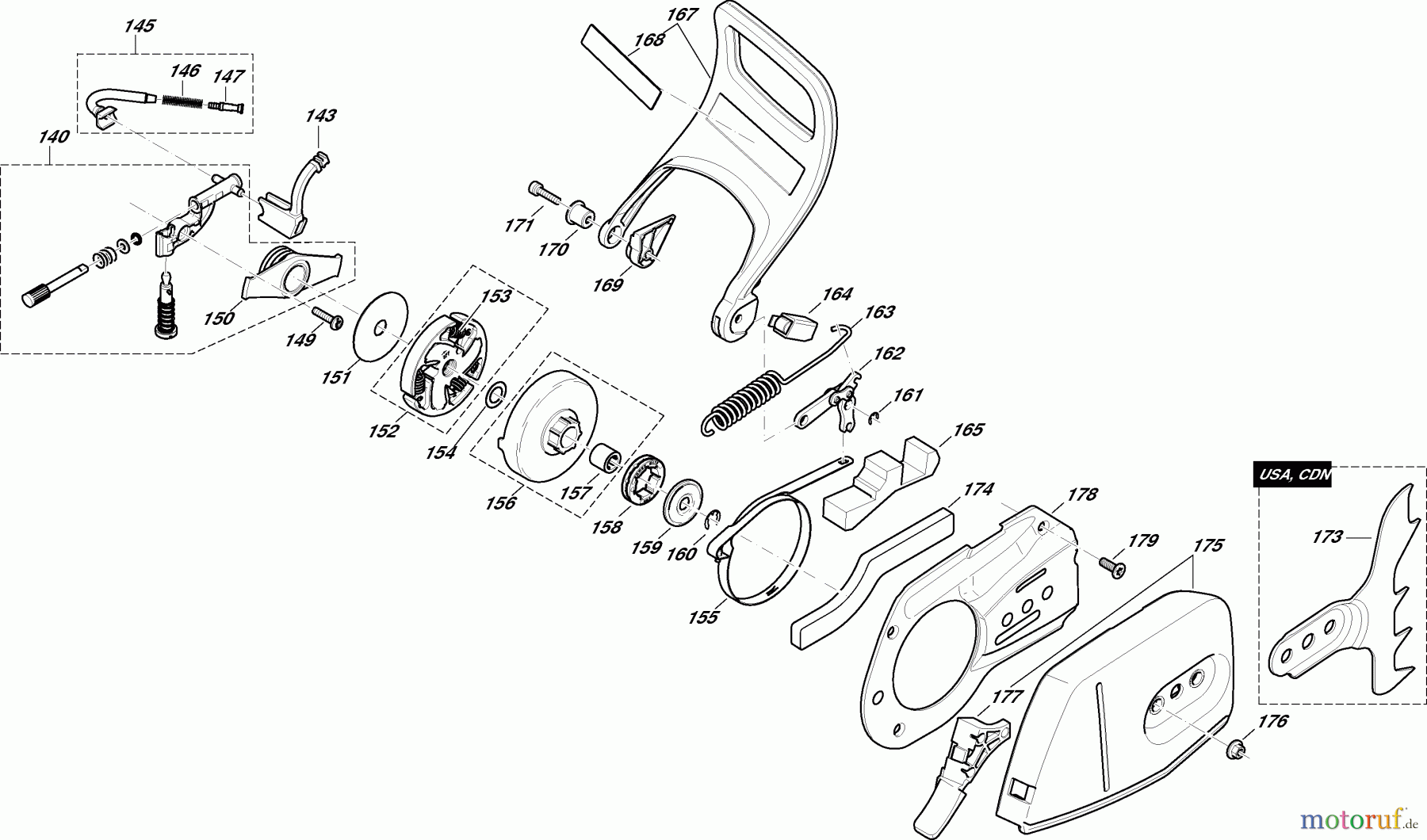 Dolmar Kettensägen Benzin Kettensäge PS5105C 5  Ölpumpe, Kupplung, Kettenbremse