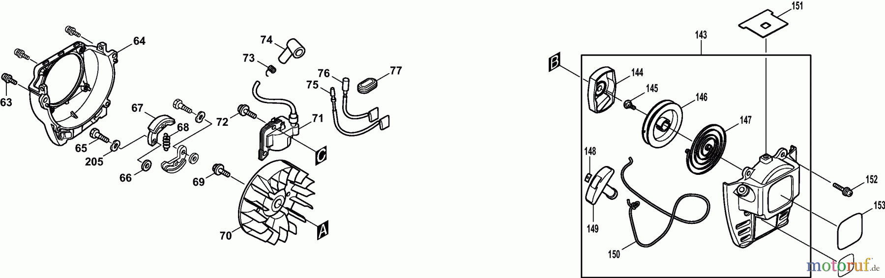 Dolmar Motorsensen & Trimmer Benzin 4-Takt MS3524R 3 Kupplung, Zündelektronik, Anwerfvorrichtung