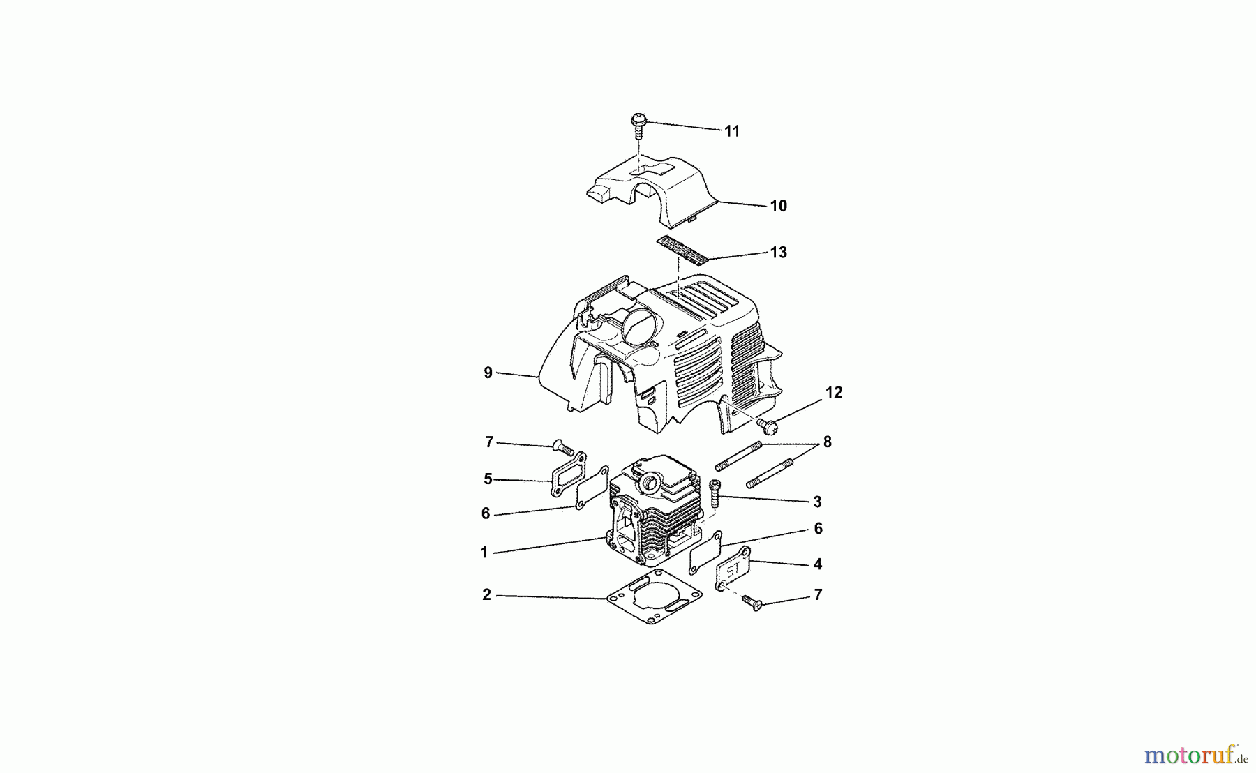  Dolmar Motorsensen & Trimmer Benzin 2-Takt MS-261 U (USA) 2  Zylinder, Abdeckhaube
