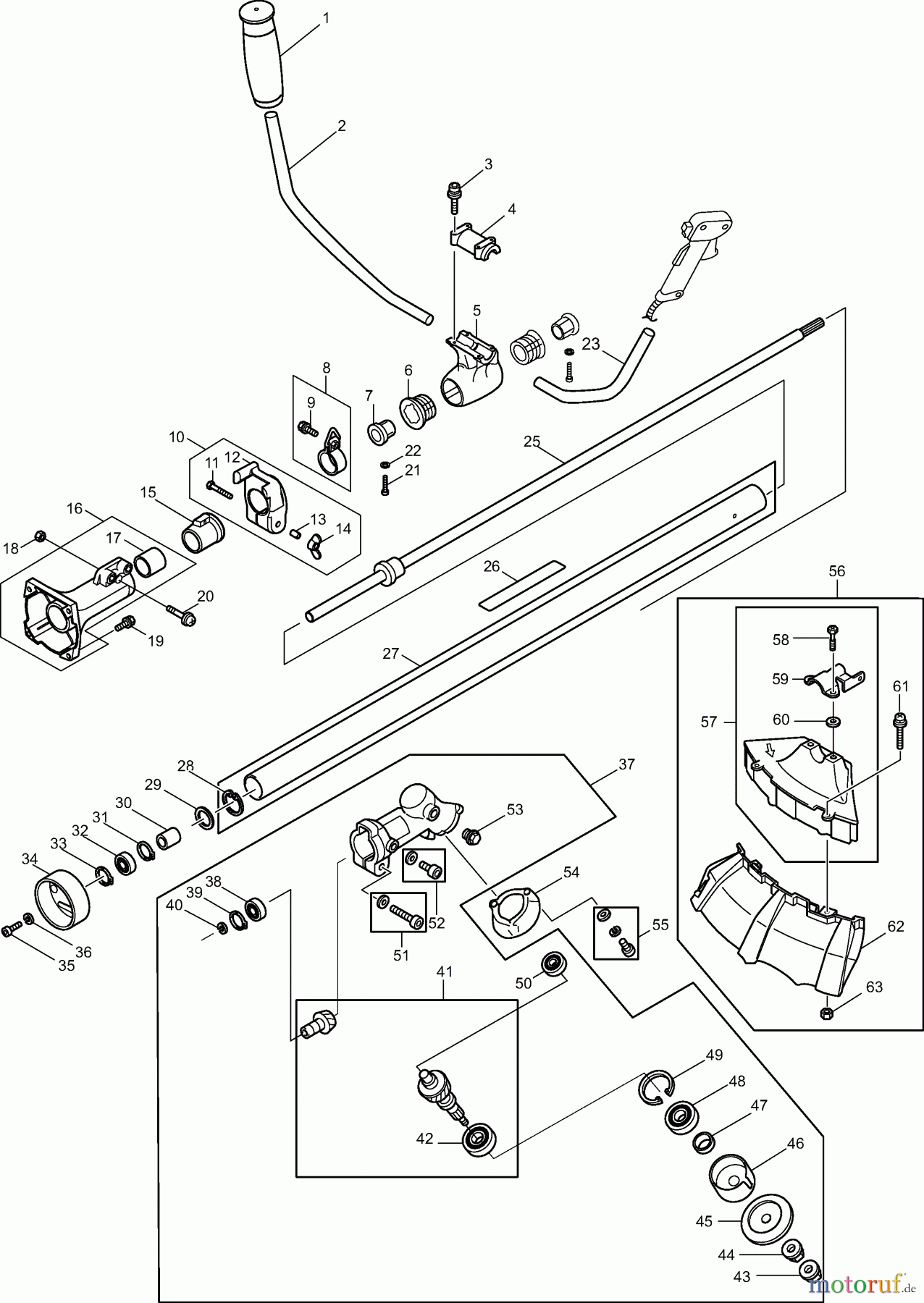  Dolmar Motorsensen & Trimmer Benzin 2-Takt MS-4200 E 1  Hauptrohr, Griff, Schutzhaube, Getriebe